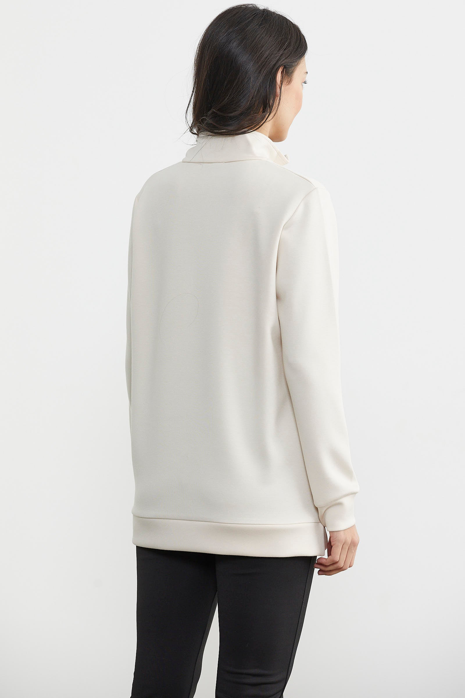 Dik Yaka Yarım Fermuarlı Sweatshirt - Bej (6) Sementa