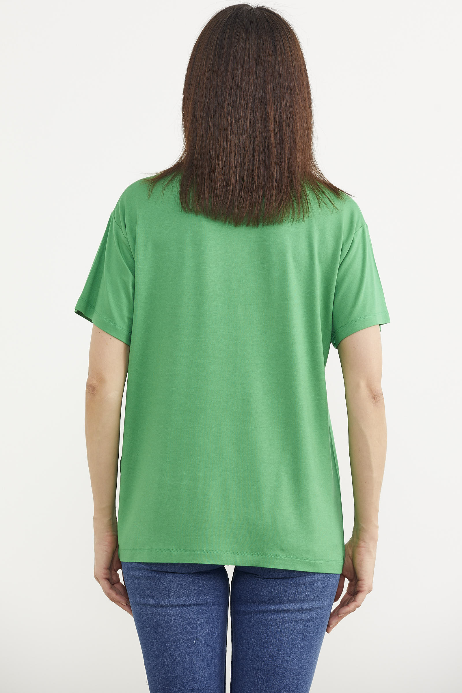 Dökümlü Baskılı Penye Tişört - Yeşil (4) Sementa