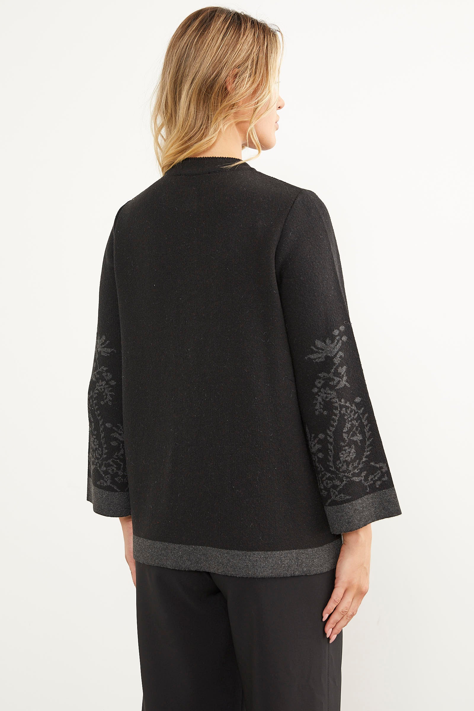 Dolu İğne Düğmeli Kalın Triko Ceket - Siyah (7) Sementa