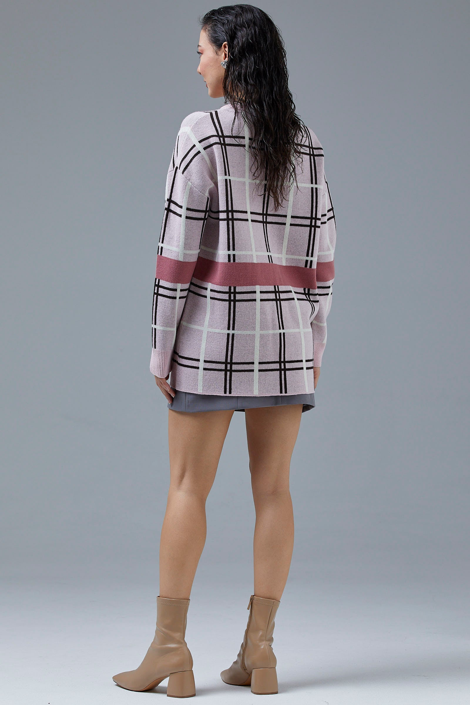 Dolu İğne Jakarlı Triko Kazak - Pembe (6) Sementa