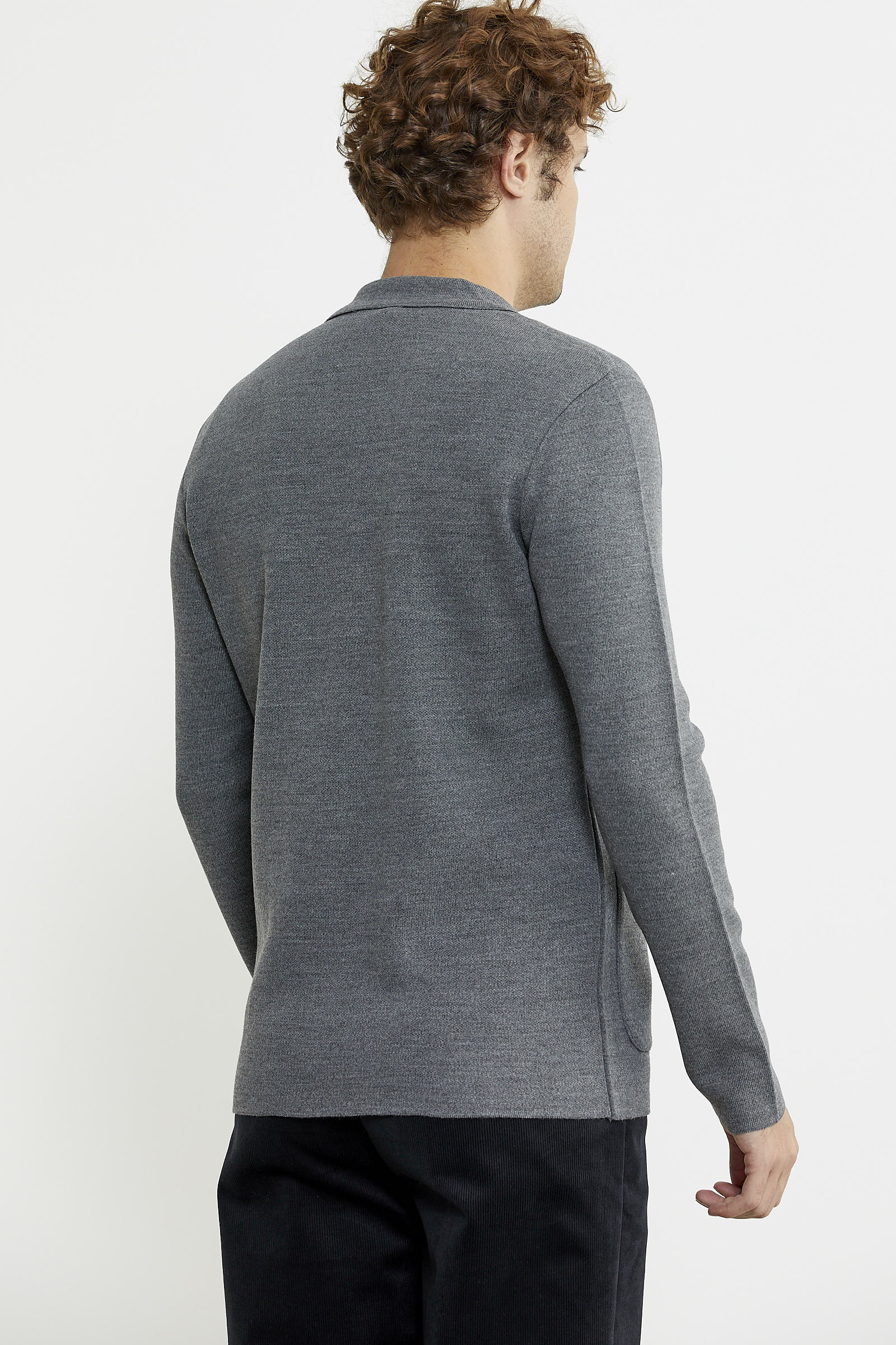 Düğmeli Cep Detaylı Triko Ceket - Füme - Sementa