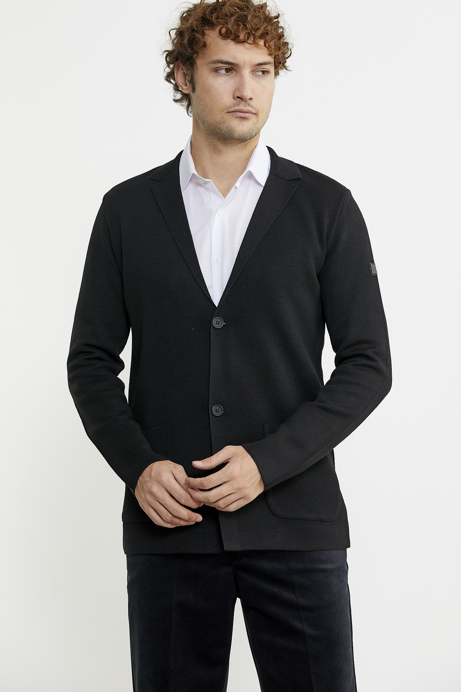 Düğmeli Cep Detaylı Triko Ceket - Siyah - Sementa