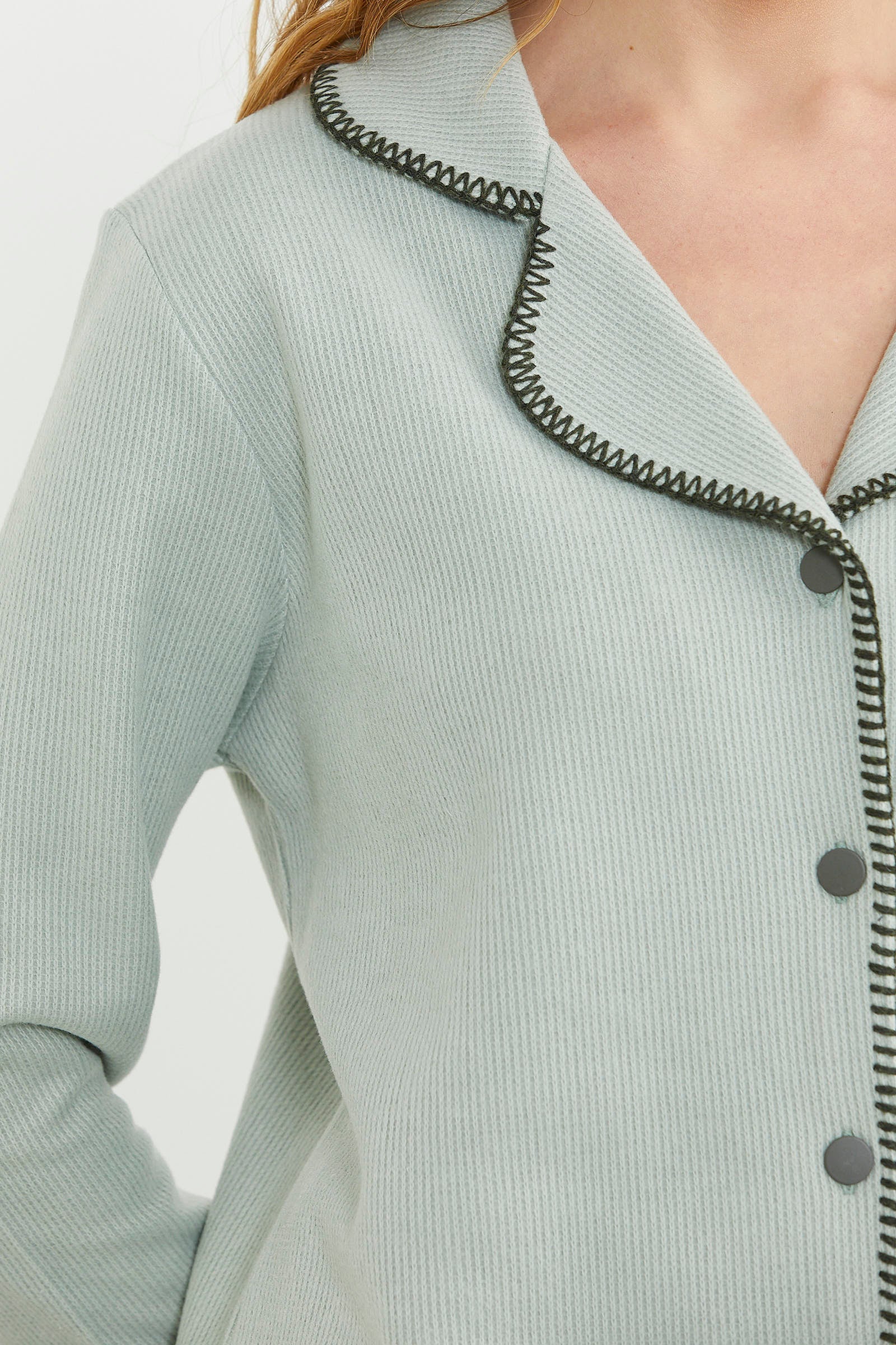 Düğmeli Gömlek Model Pijama Takım - Yeşil - Sementa