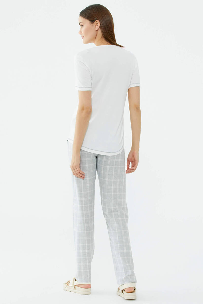 Ekose Desenli Takım - Ekru (5) Sementa