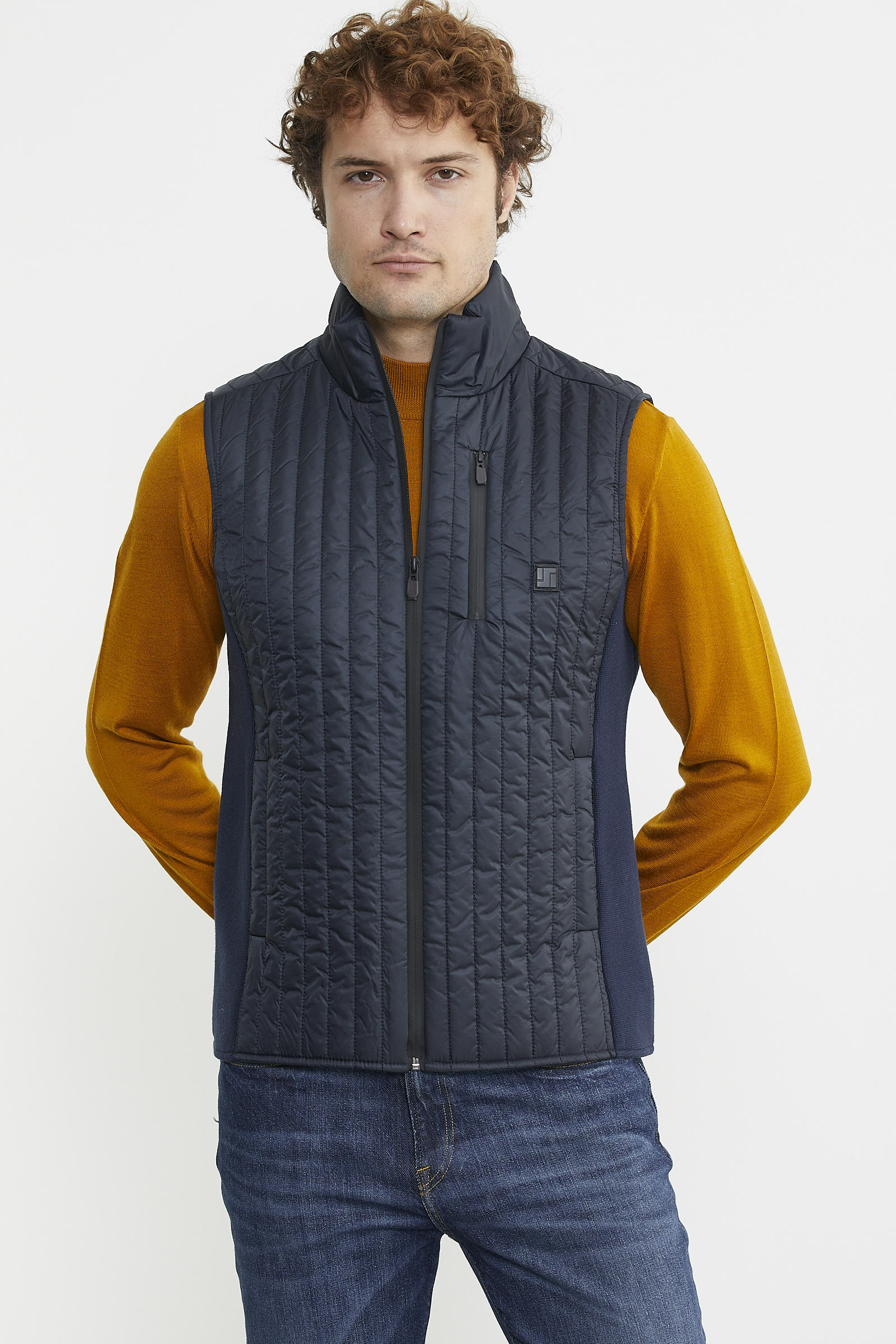 Erkek Dik Yaka Fermuarlı Kapitone Yelek - Lacivert - Sementa