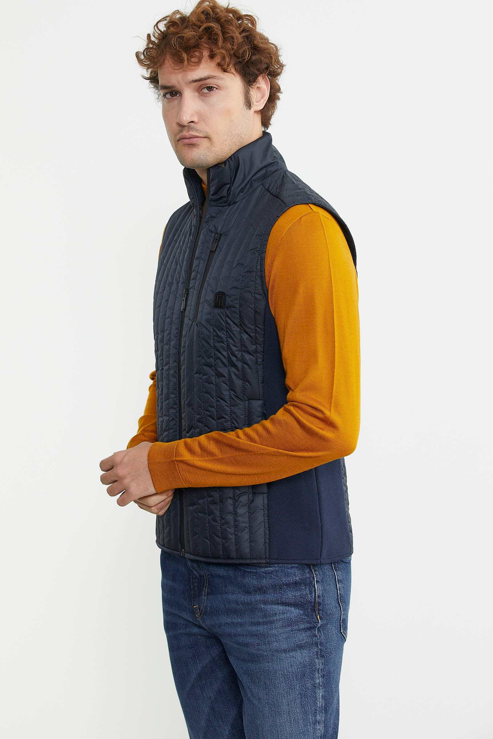 Erkek Dik Yaka Fermuarlı Kapitone Yelek - Lacivert - Sementa