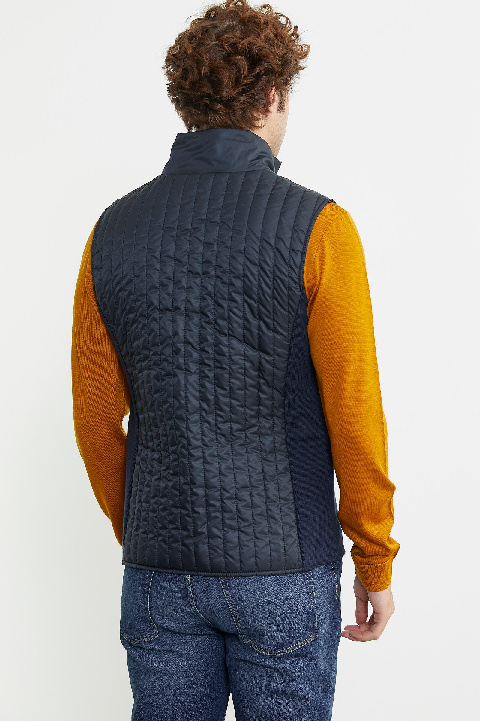 Erkek Dik Yaka Fermuarlı Kapitone Yelek - Lacivert - Sementa