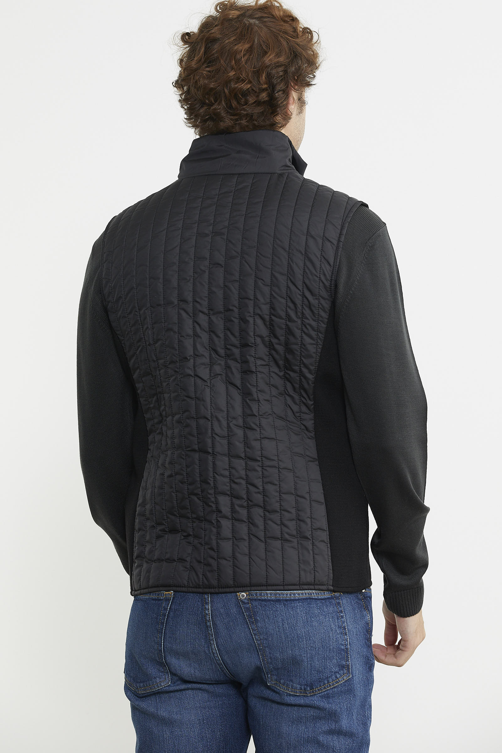 Erkek Dik Yaka Fermuarlı Kapitone Yelek - Siyah - Sementa