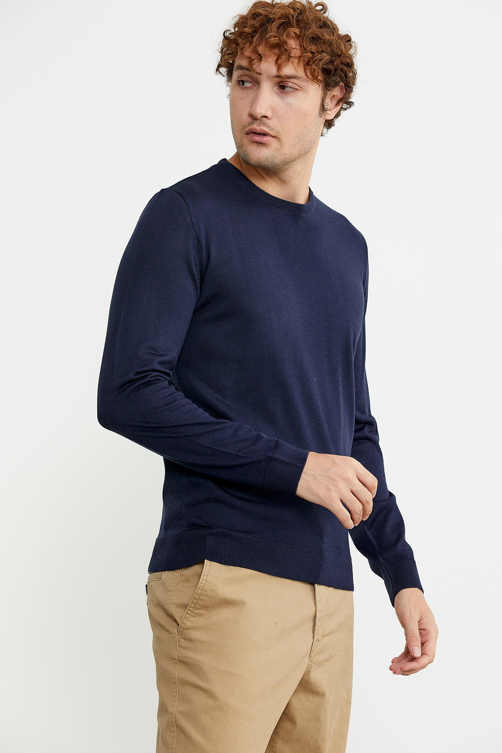 Erkek Sıfır Yaka Basic Triko Kazak - Lacivert - Sementa