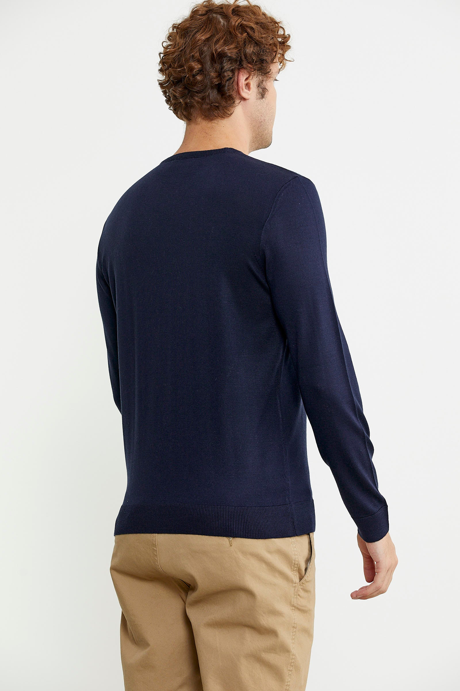 Erkek Sıfır Yaka Basic Triko Kazak - Lacivert - Sementa