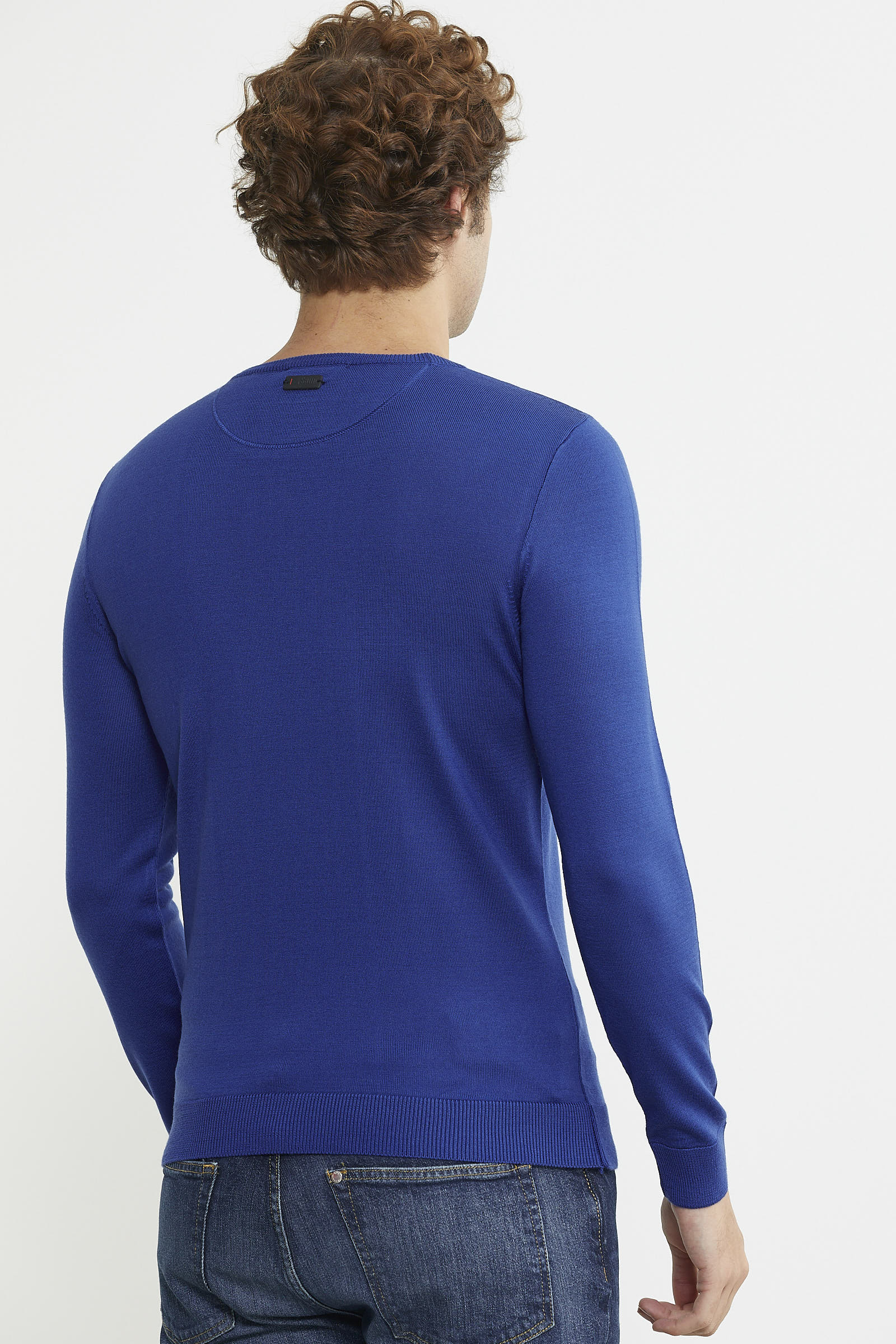 Erkek Sıfır Yaka Basic Triko Kazak - Saks - Sementa