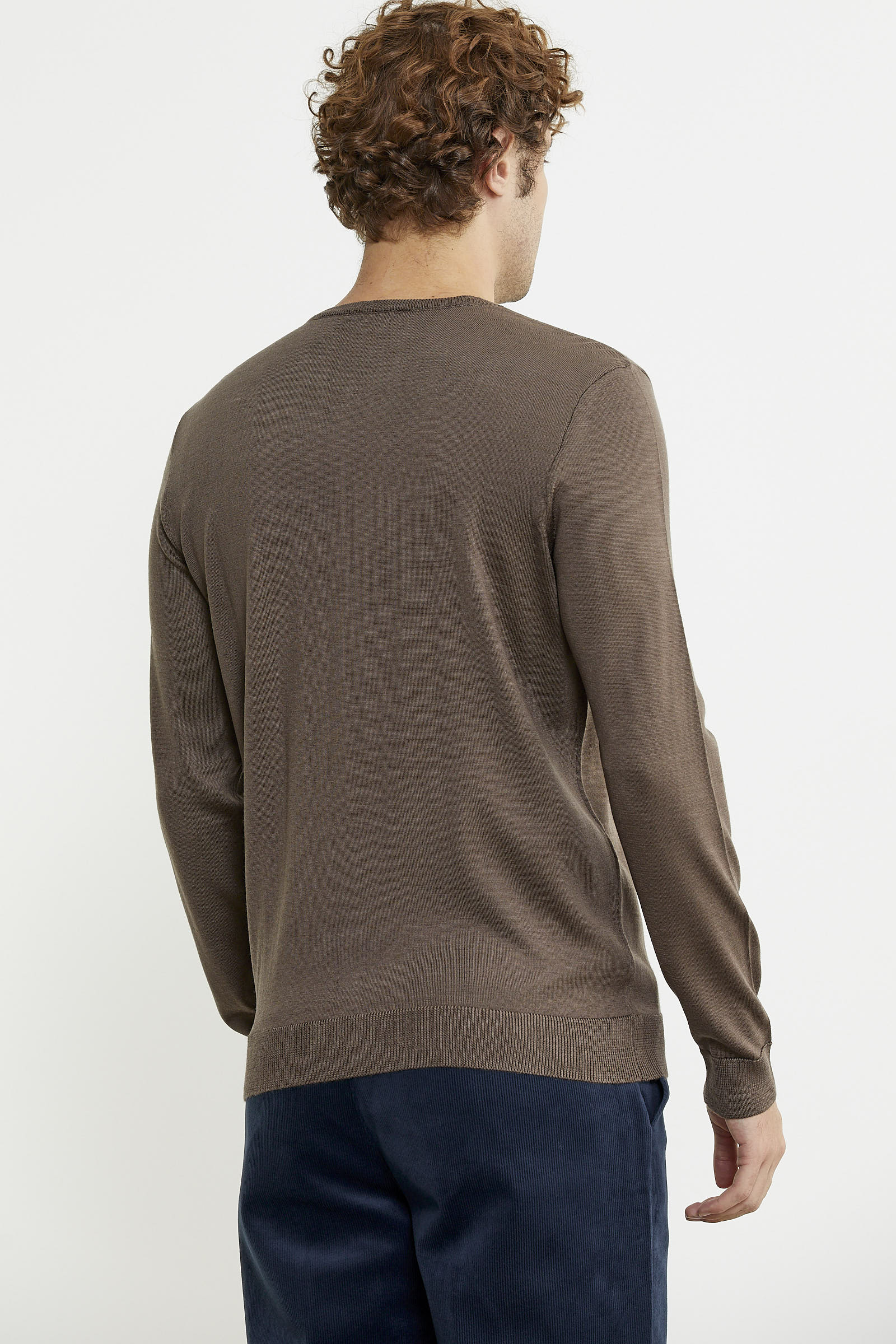 Erkek Sıfır Yaka Basic Triko Kazak - Vizon - Sementa