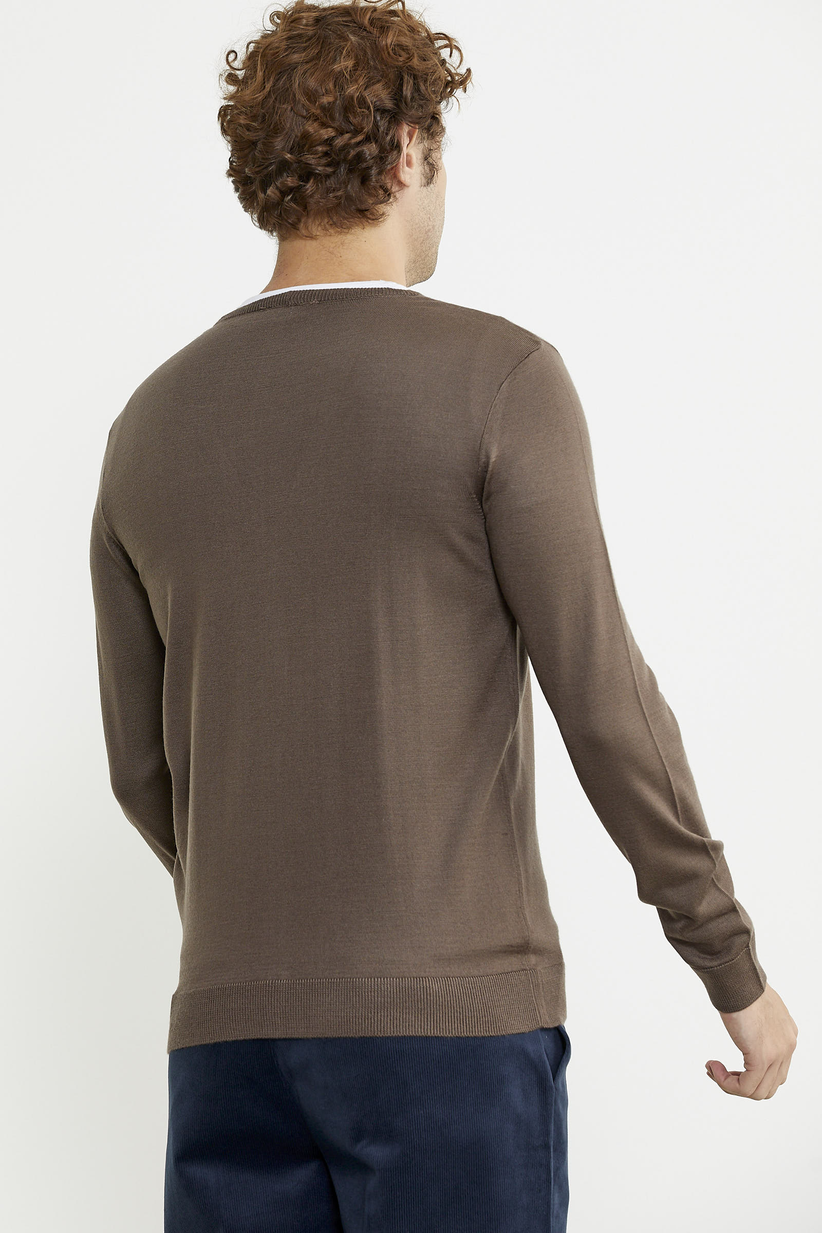 Erkek V Yaka Düğmeli Triko Hırka - Vizon - Sementa