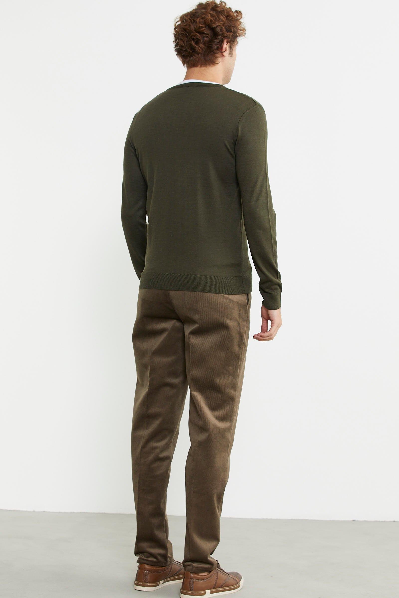 Erkek V Yaka Düğmeli Triko Hırka - Yeşil - Sementa