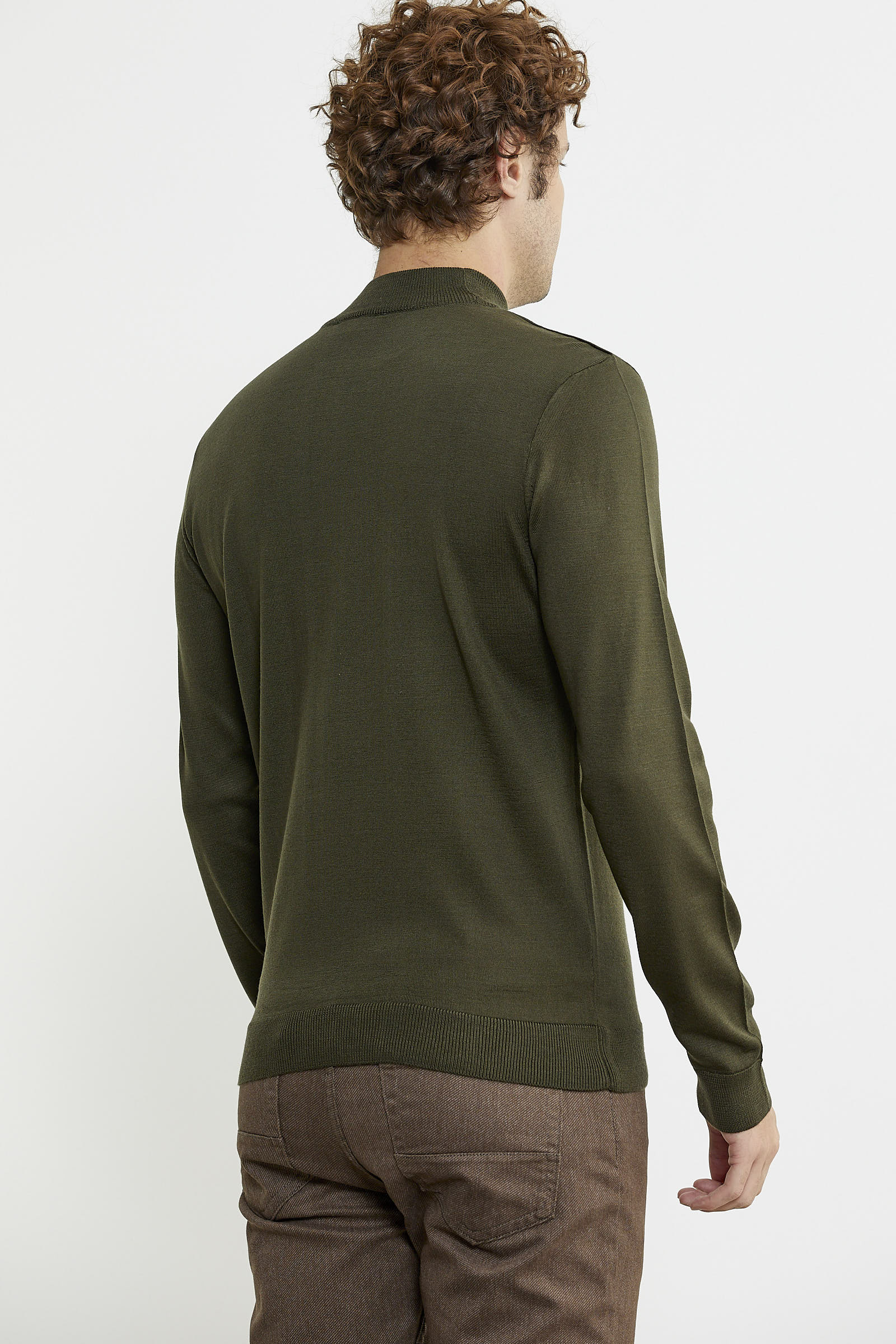 Erkek Yarım Boğazlı Triko Kazak - Haki - Sementa