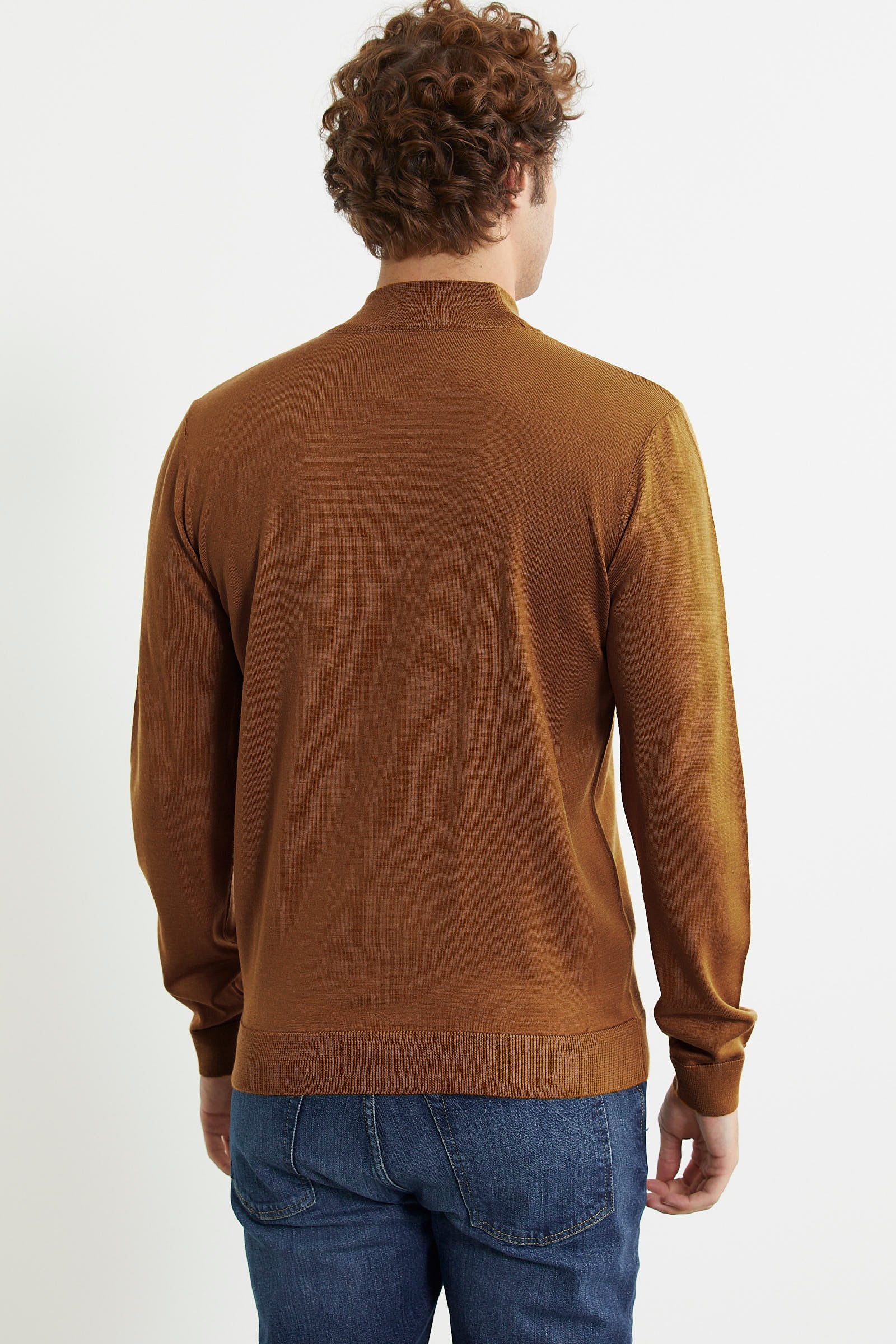 Erkek Yarım Boğazlı Triko Kazak - Hardal - Sementa