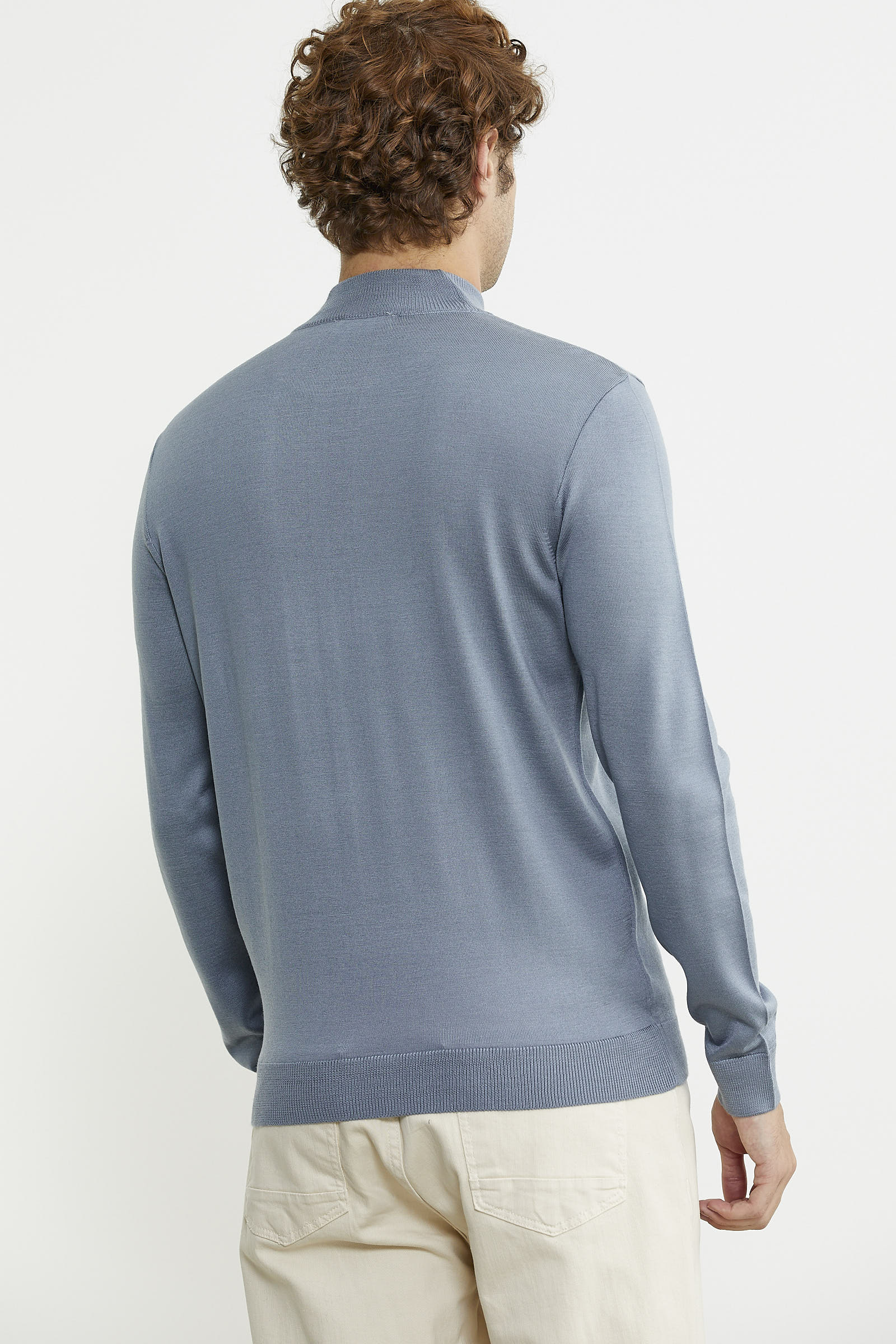 Erkek Yarım Boğazlı Triko Kazak - Mavi - Sementa