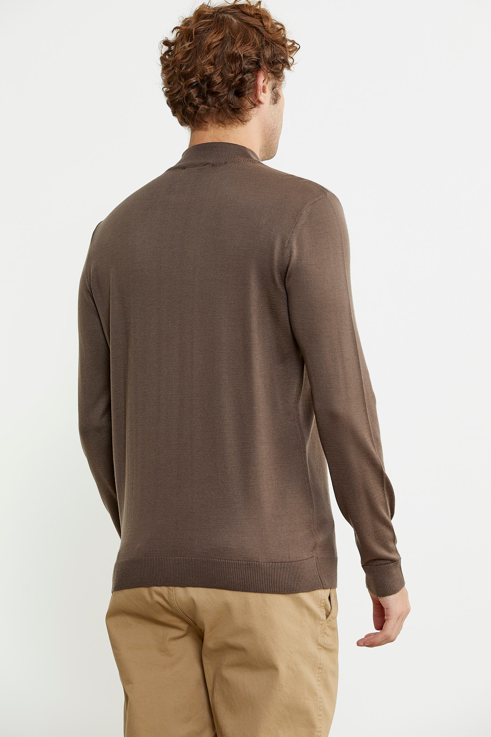 Erkek Yarım Boğazlı Triko Kazak - Vizon - Sementa