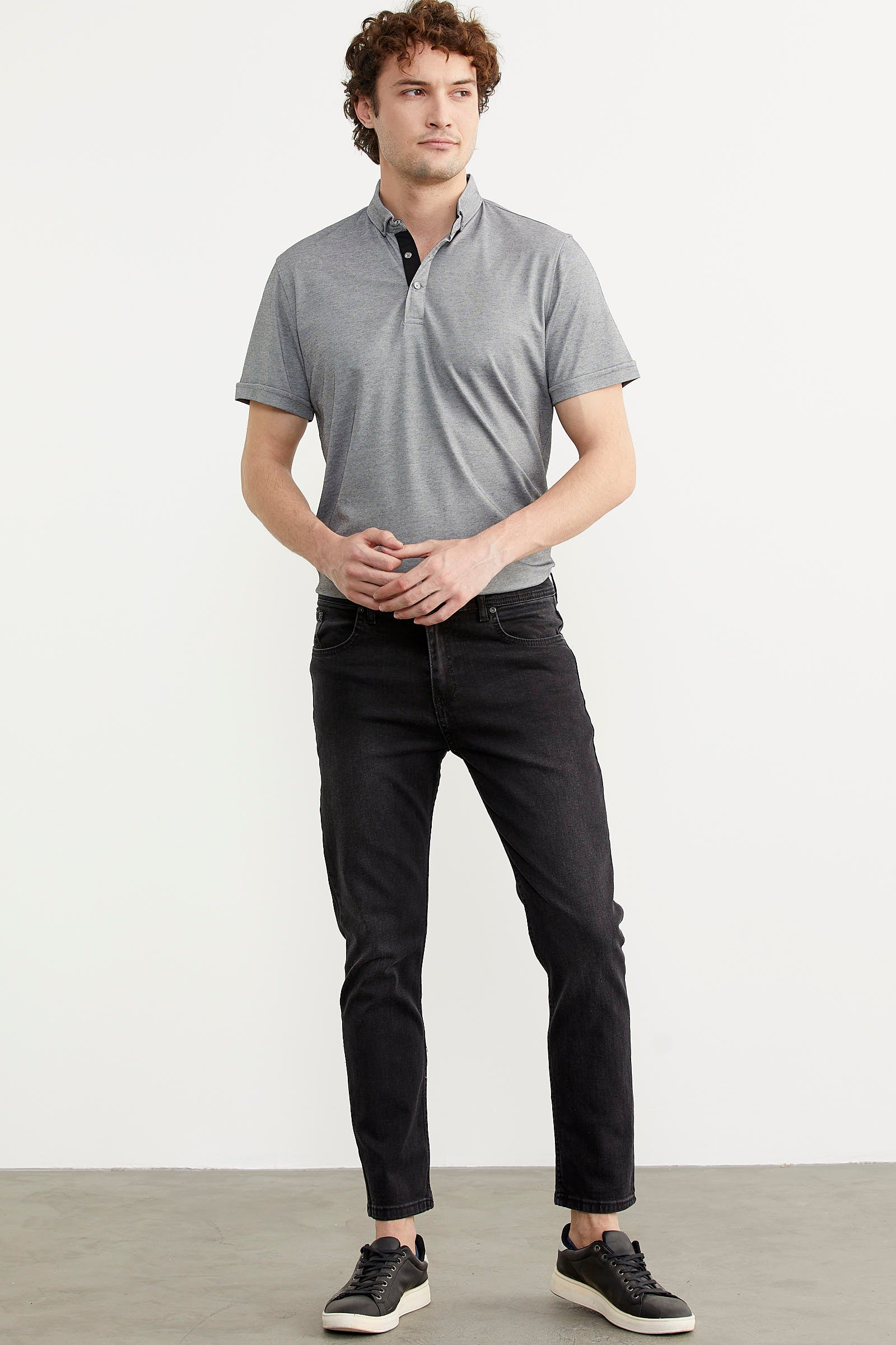 Eskitme Yıkamalı Slim Fit Jean Pantolon - Füme (2) Sementa