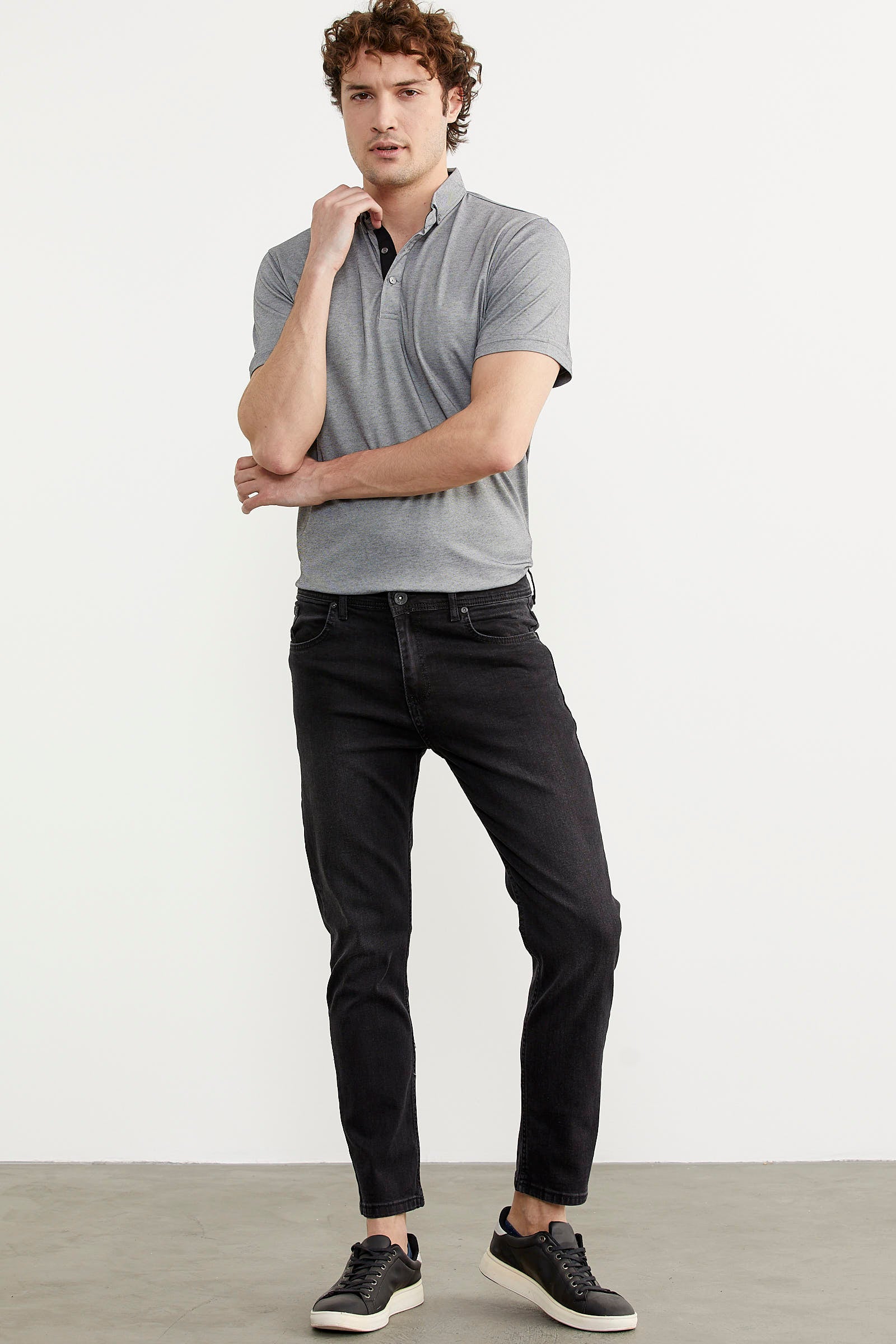 Eskitme Yıkamalı Slim Fit Jean Pantolon - Füme (3) Sementa