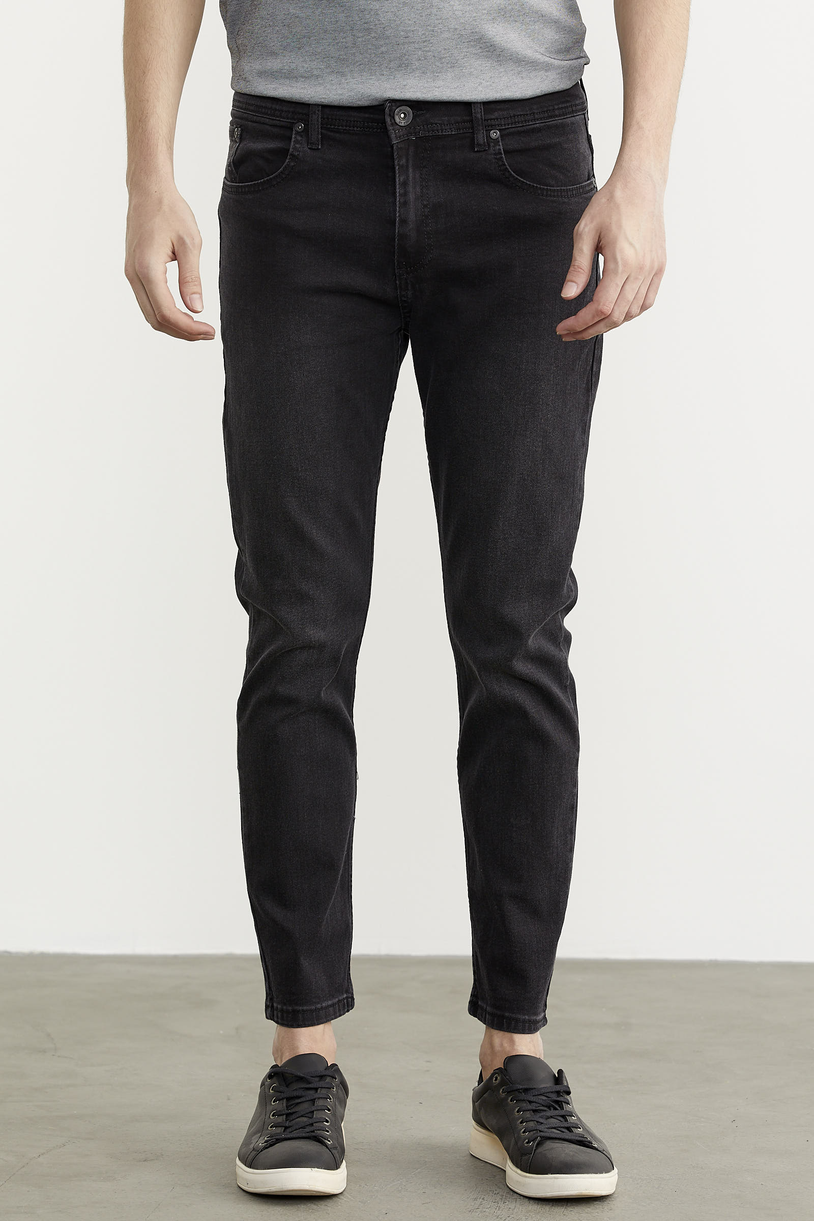 Eskitme Yıkamalı Slim Fit Jean Pantolon - Füme (5) Sementa