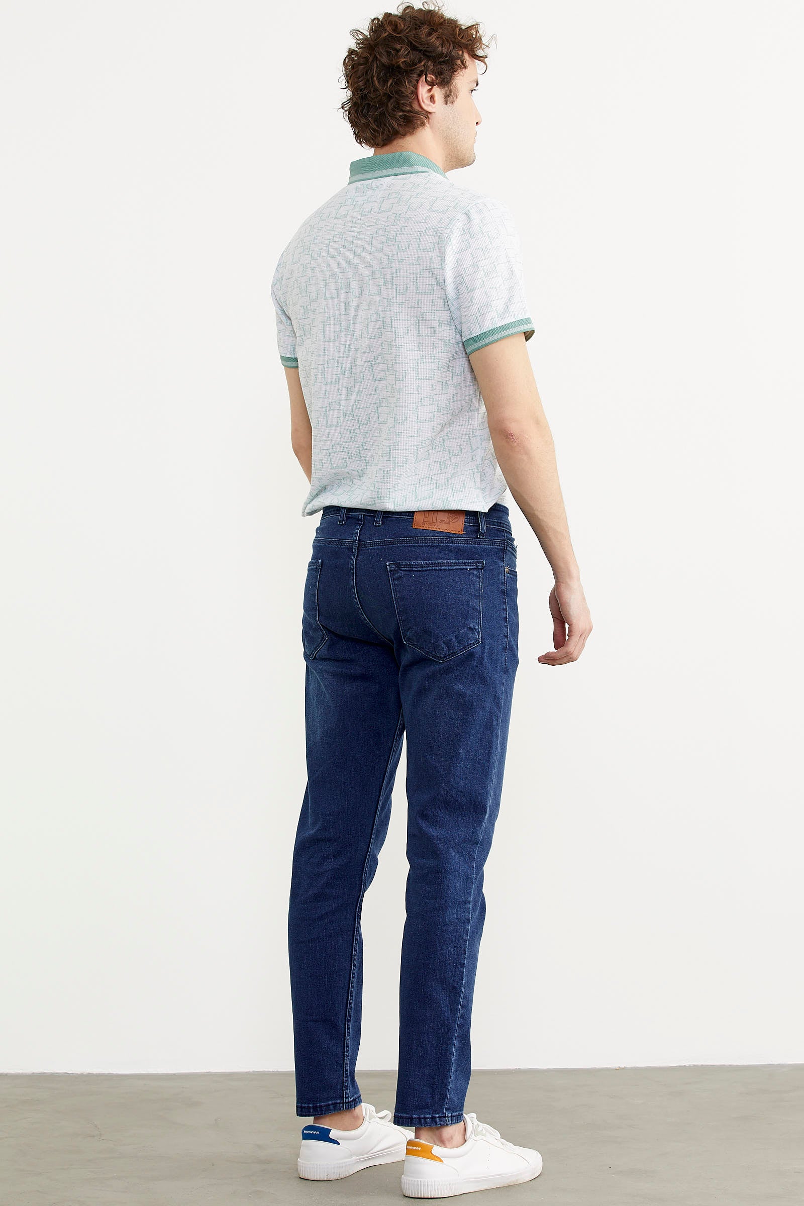 Eskitme Yıkamalı Slim Fit Jean Pantolon - Mavi (5) Sementa