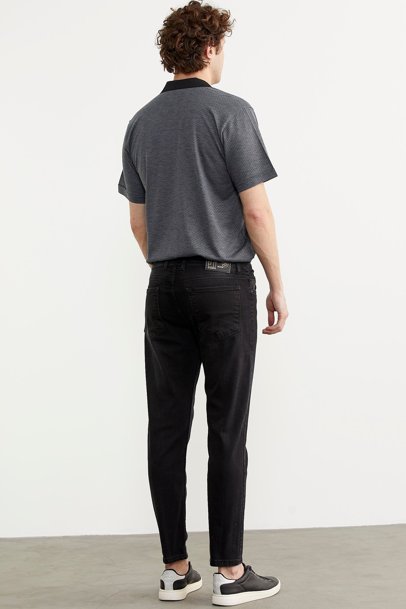 Eskitme Yıkamalı Slim Fit Jean Pantolon - Siyah (5) Sementa