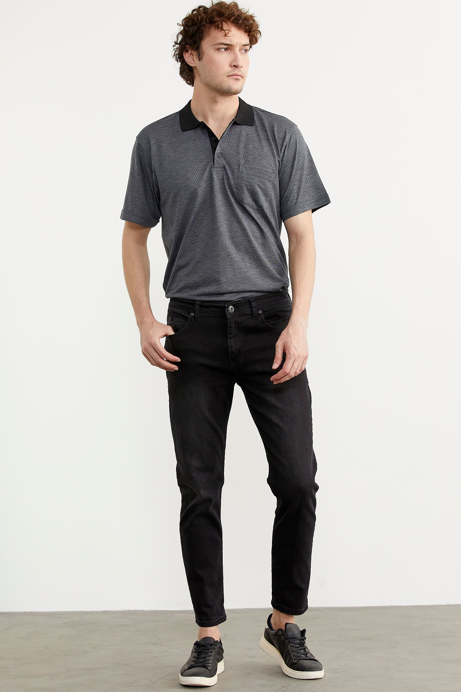 Eskitme Yıkamalı Slim Fit Jean Pantolon - Siyah (2) Sementa