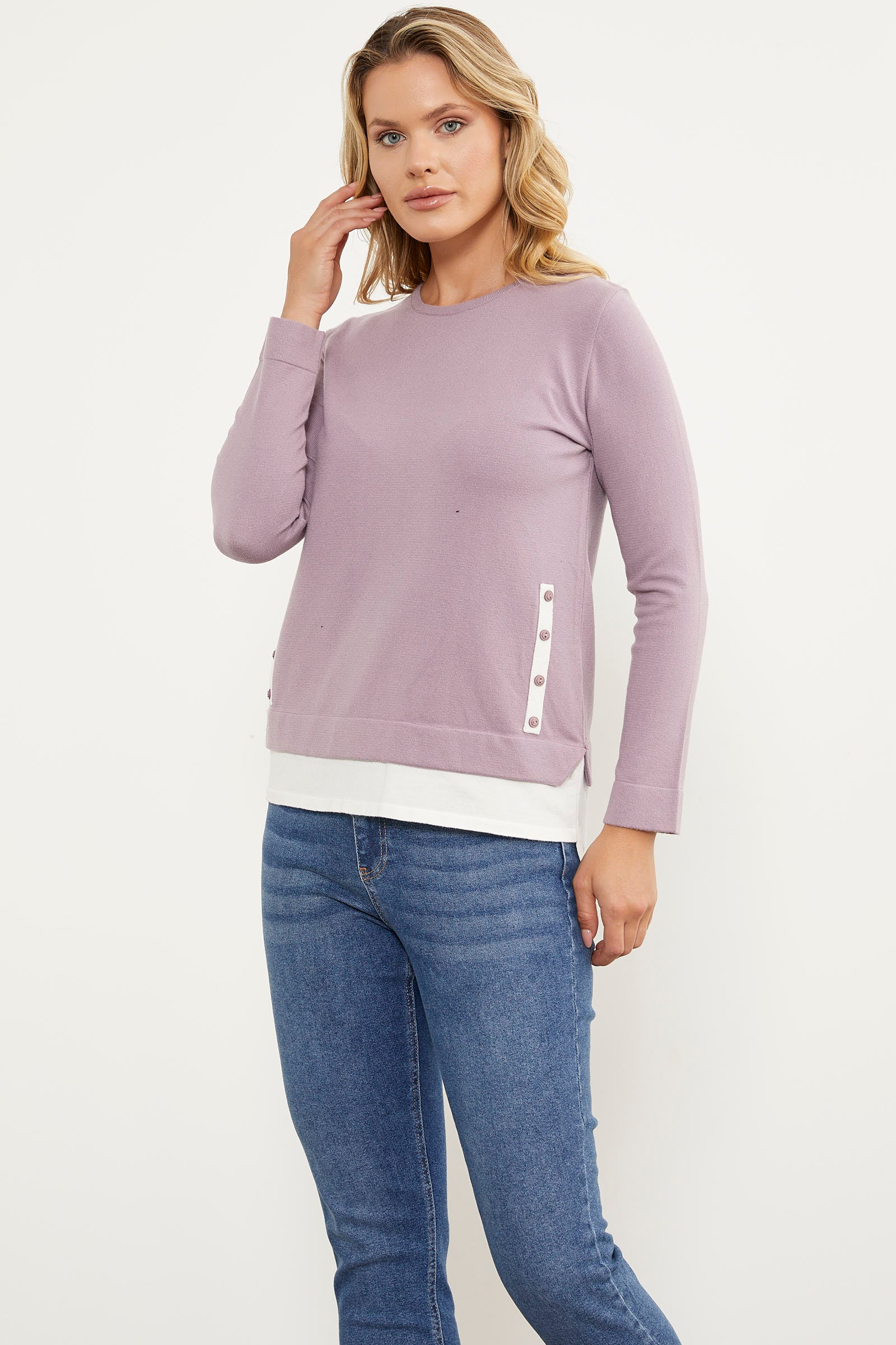 Etek Ucu Parçalı Triko Kazak - Gül (3) Sementa