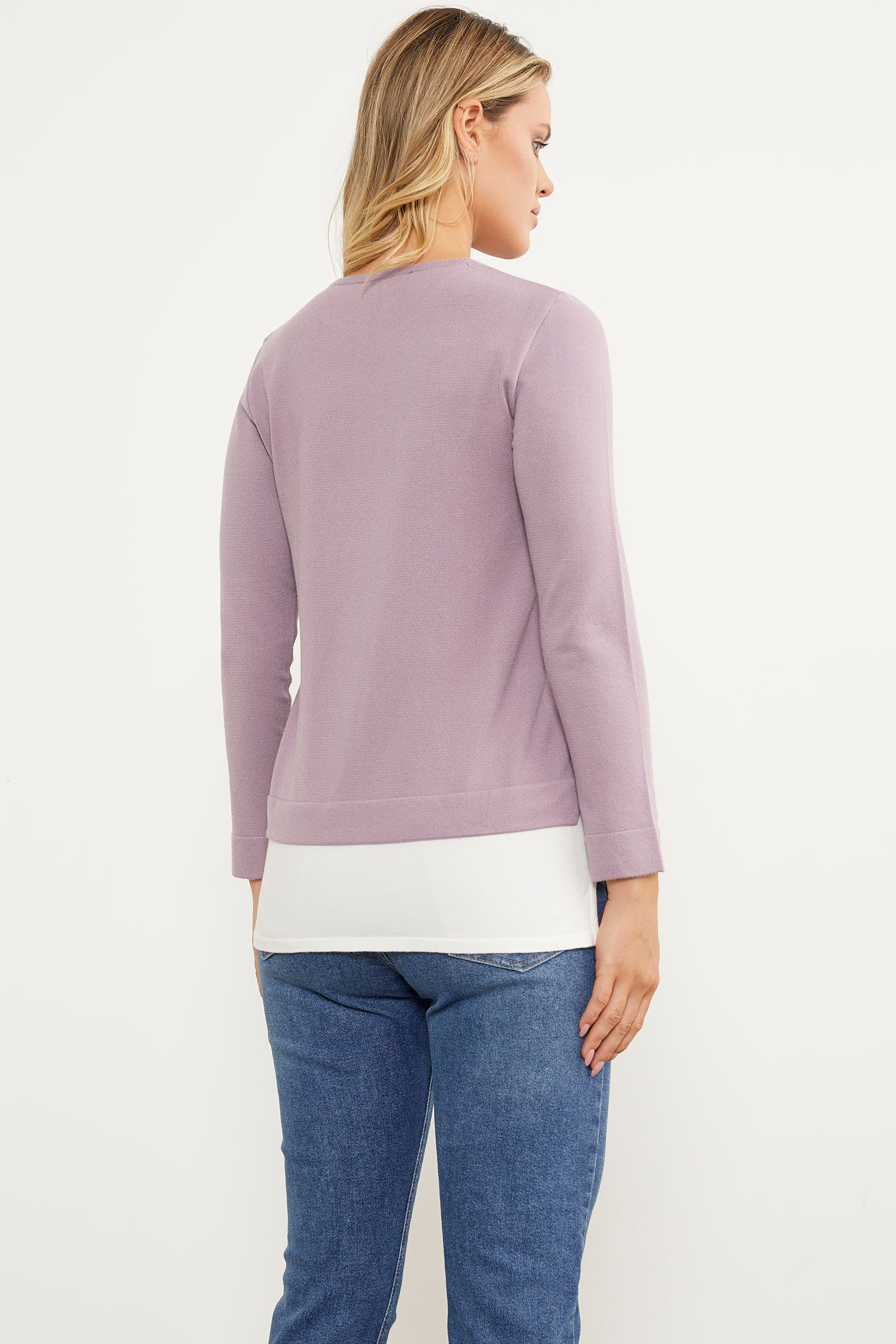 Etek Ucu Parçalı Triko Kazak - Gül (4) Sementa