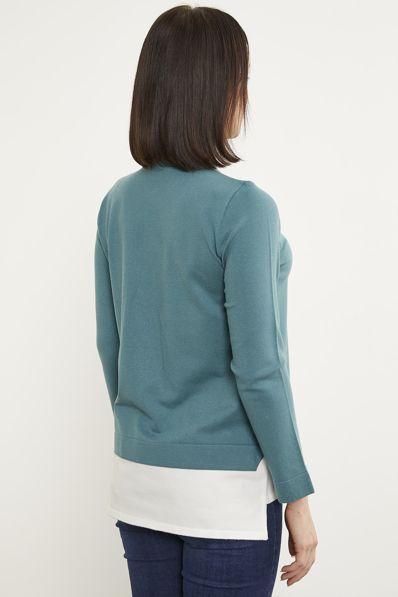 Etek Ucu Parçalı Triko Kazak - Mint (6) Sementa