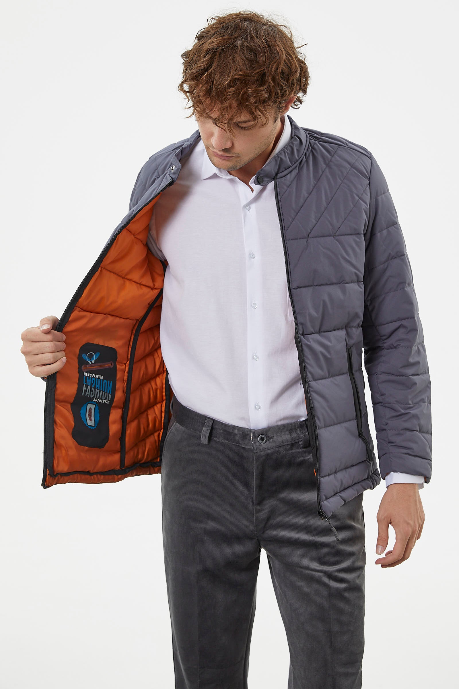 Fermuar Cepli Kapitone Kısa Mont - Gri (6) Sementa