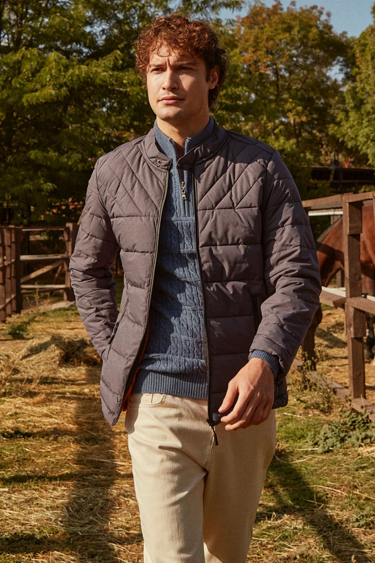 Fermuar Cepli Kapitone Kısa Mont - Gri (2) Sementa