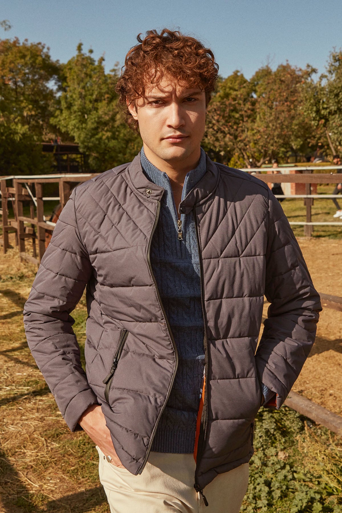 Fermuar Cepli Kapitone Kısa Mont - Gri (1) Sementa