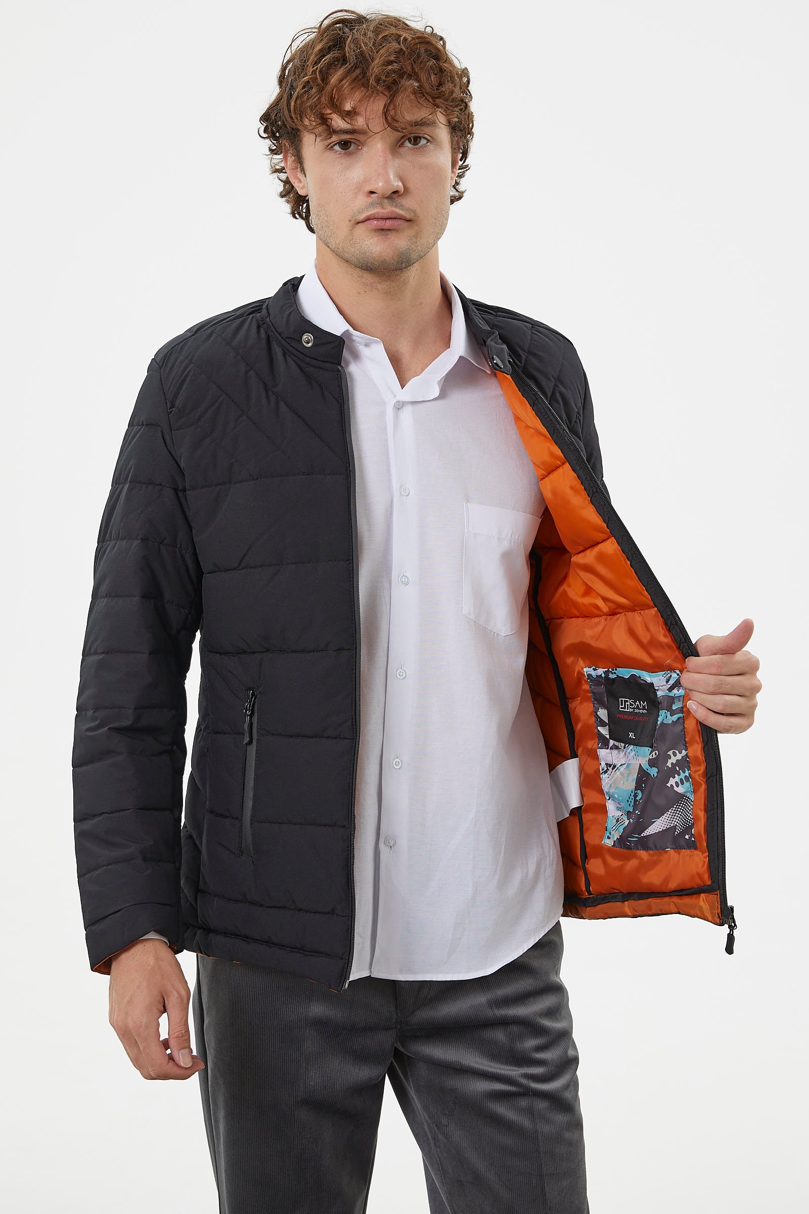 Fermuar Cepli Kapitone Kısa Mont - Siyah (3) Sementa