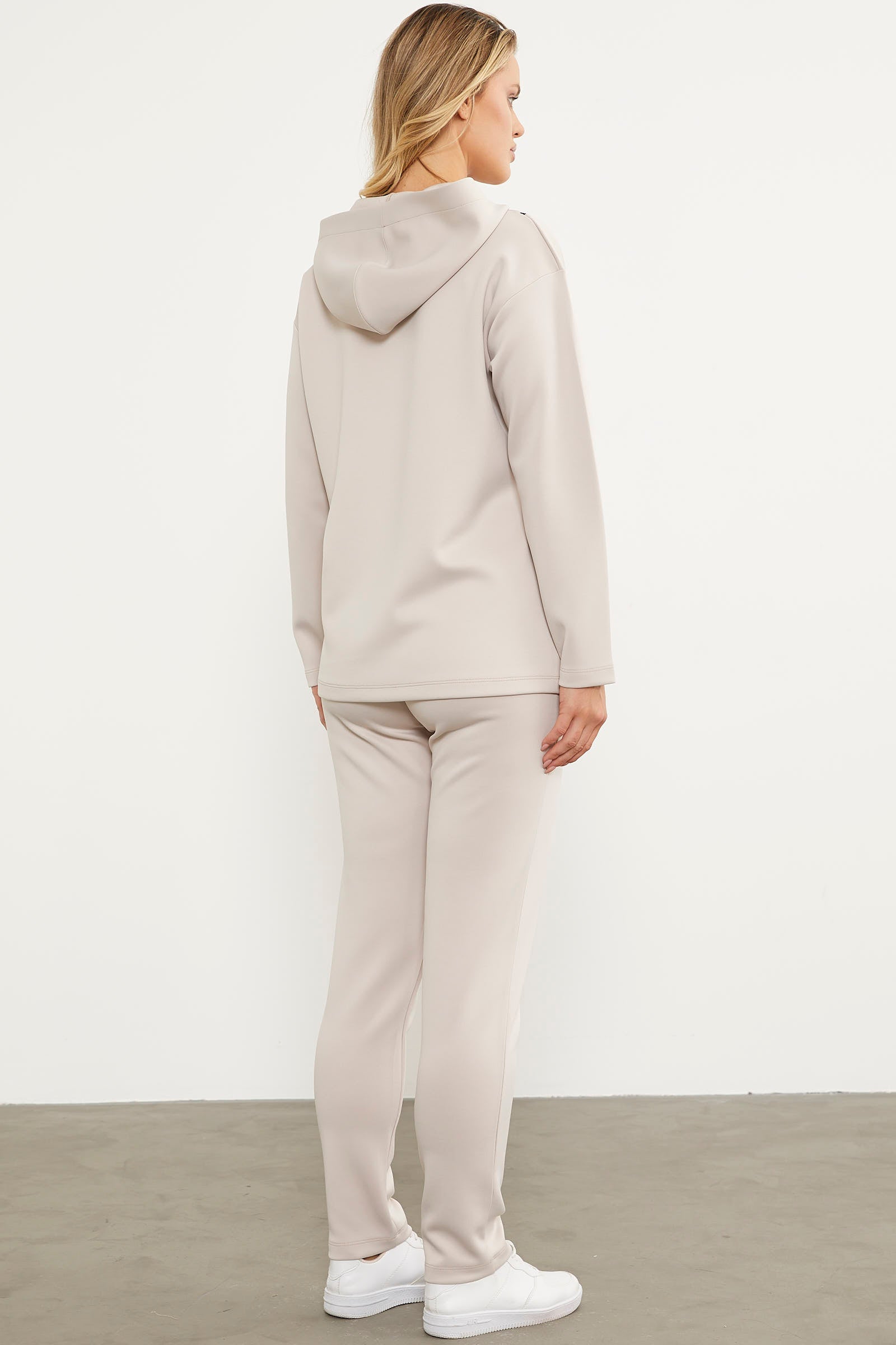 Fermuar Detaylı Cepli Eşofman Takım - Bej (6) Sementa