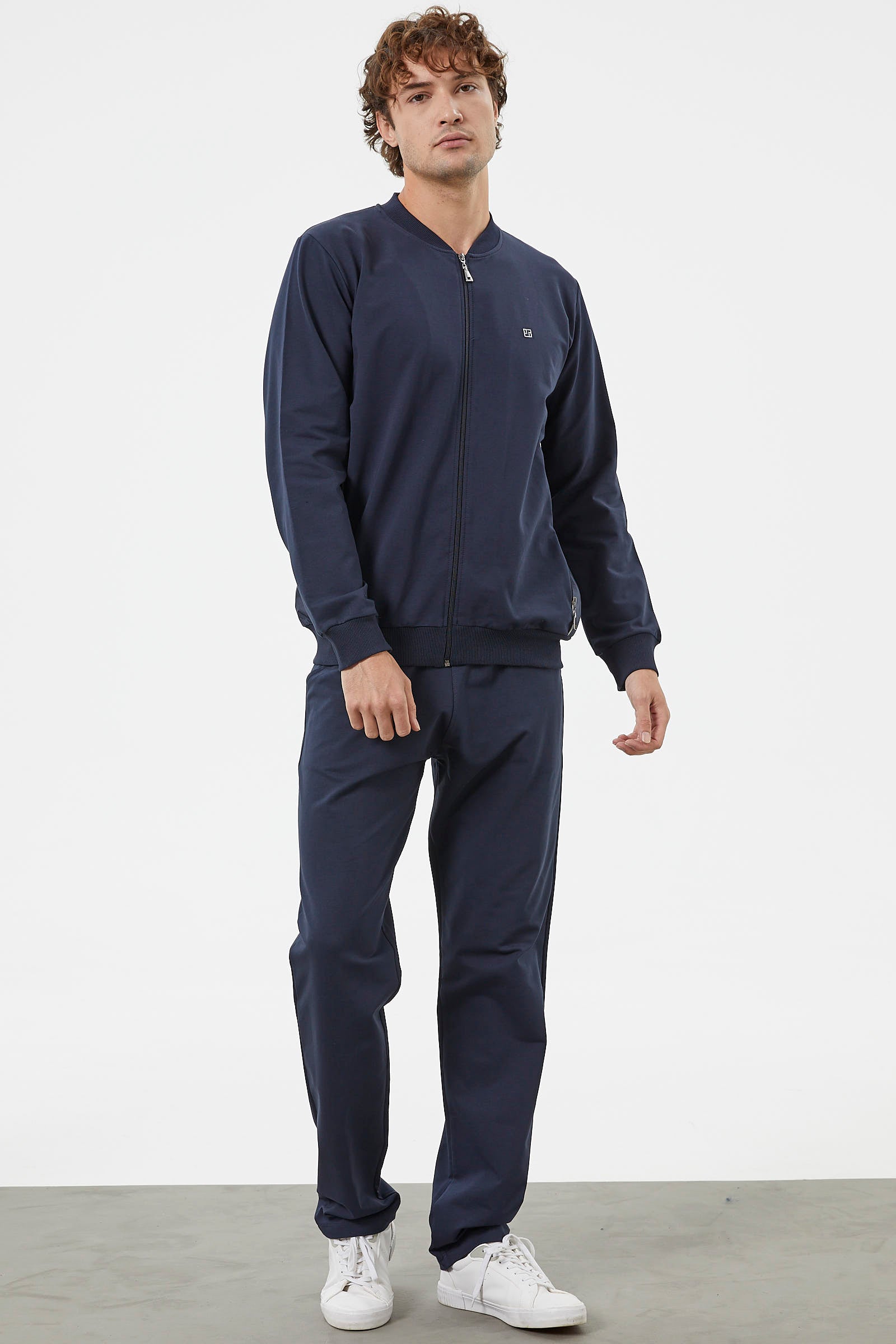 Fermuar Detaylı Çift Renk Eşofman Takım - Lacivert (2) Sementa