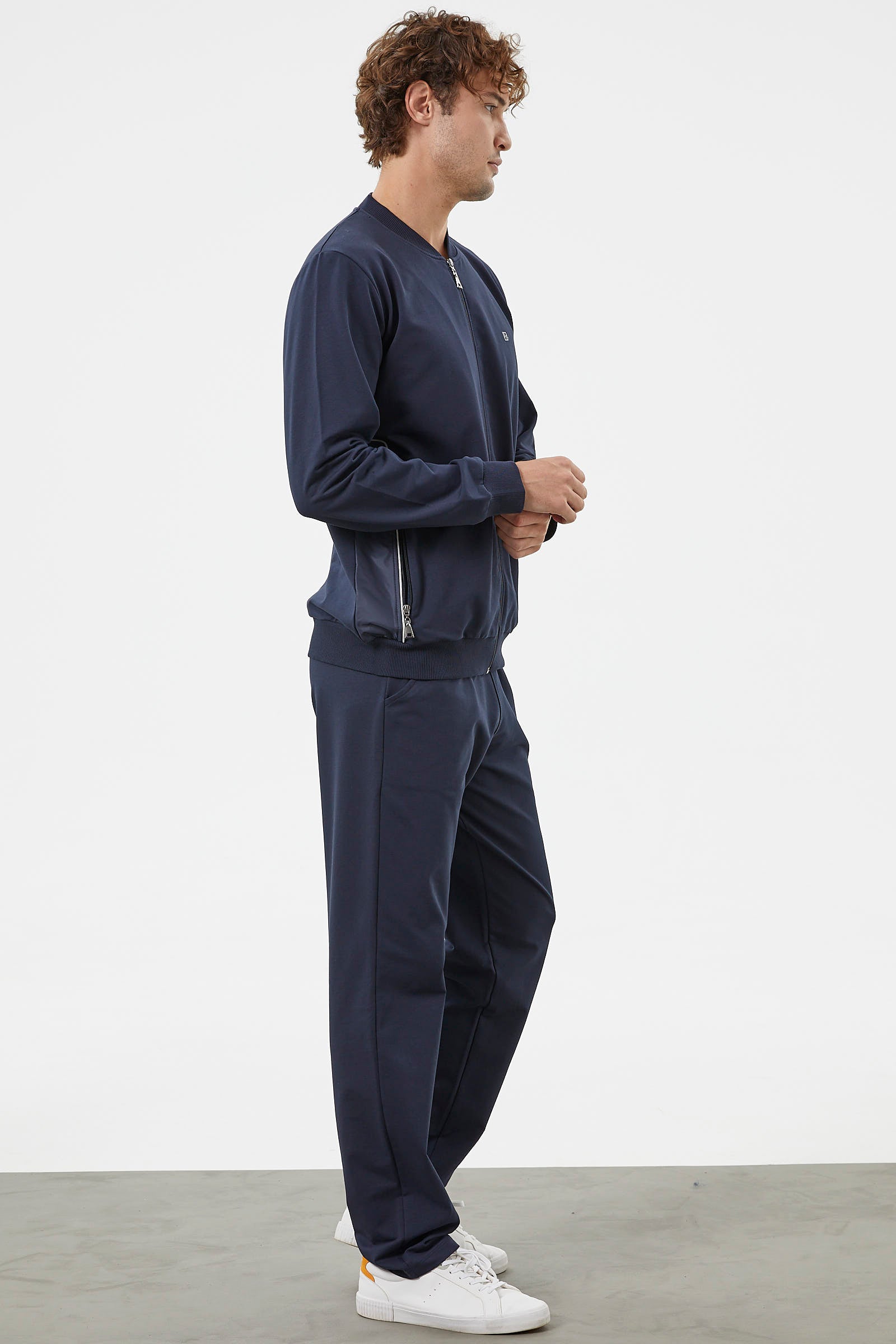 Fermuar Detaylı Çift Renk Eşofman Takım - Lacivert (3) Sementa