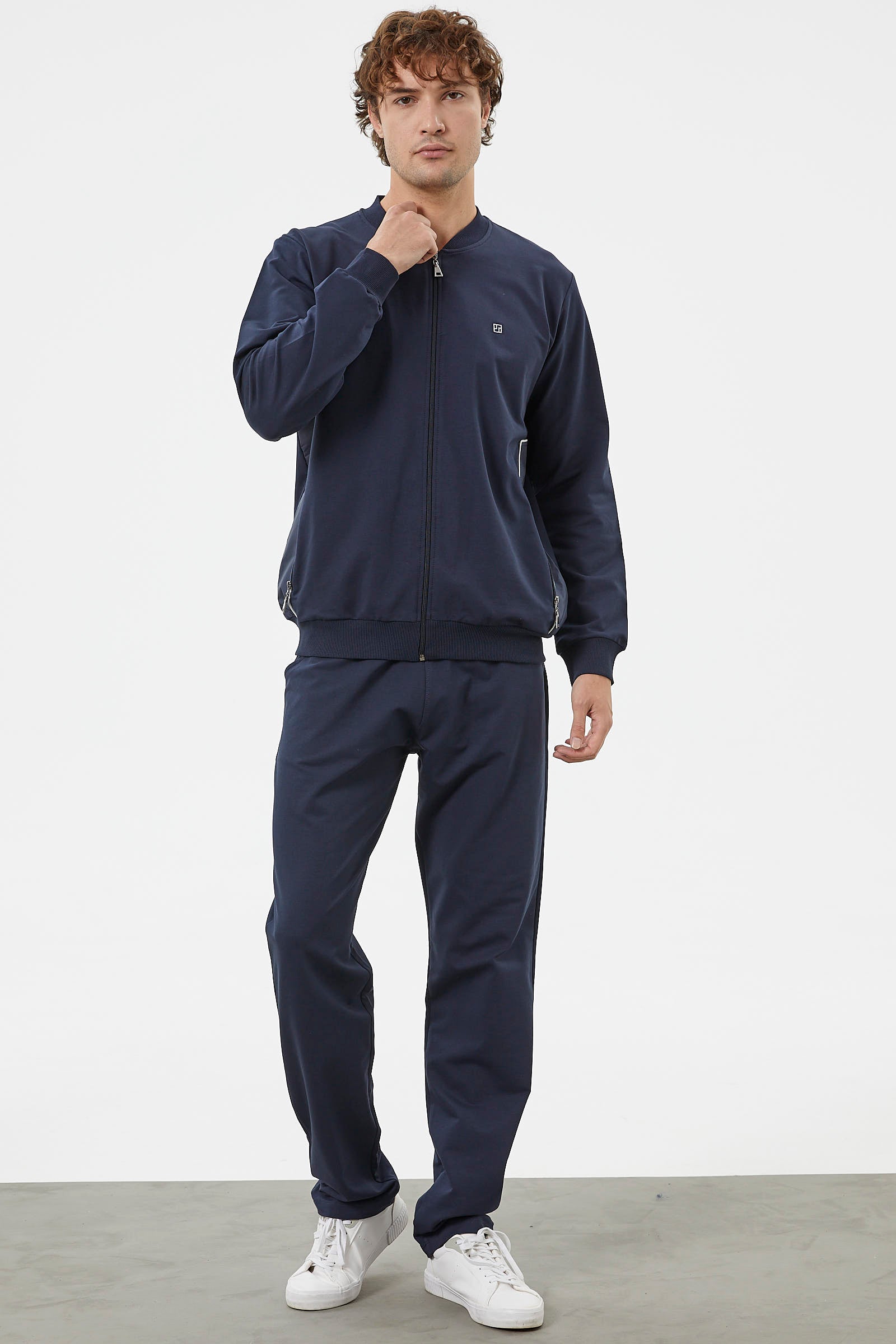 Fermuar Detaylı Çift Renk Eşofman Takım - Lacivert (4) Sementa