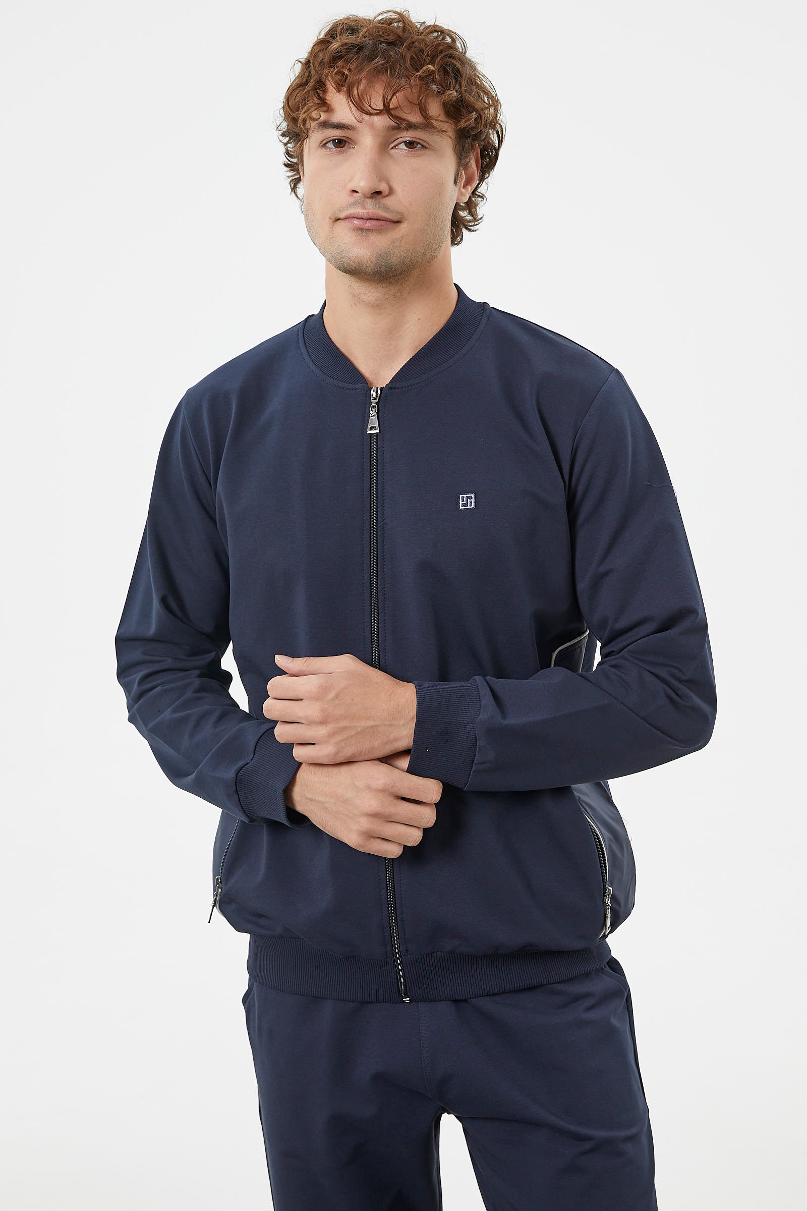 Fermuar Detaylı Çift Renk Eşofman Takım - Lacivert (5) Sementa