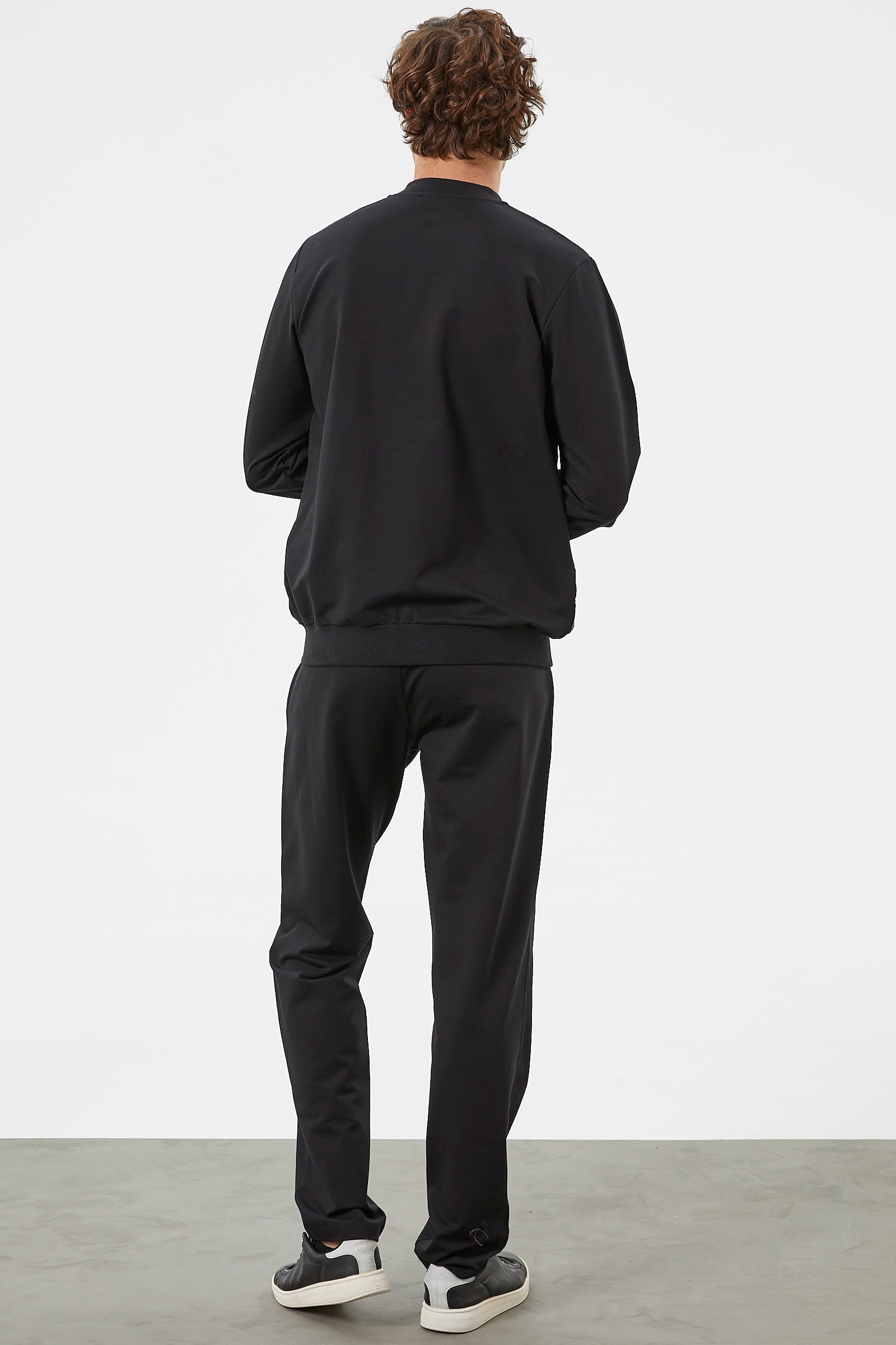 Fermuar Detaylı Çift Renk Eşofman Takım - Siyah (6) Sementa