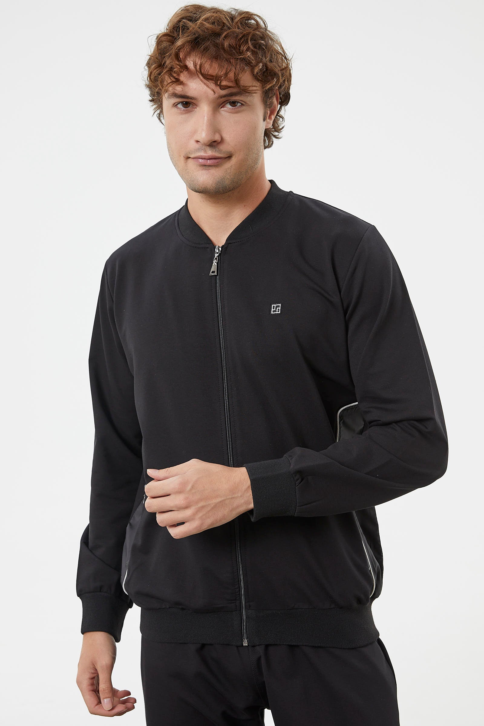 Fermuar Detaylı Çift Renk Eşofman Takım - Siyah (3) Sementa