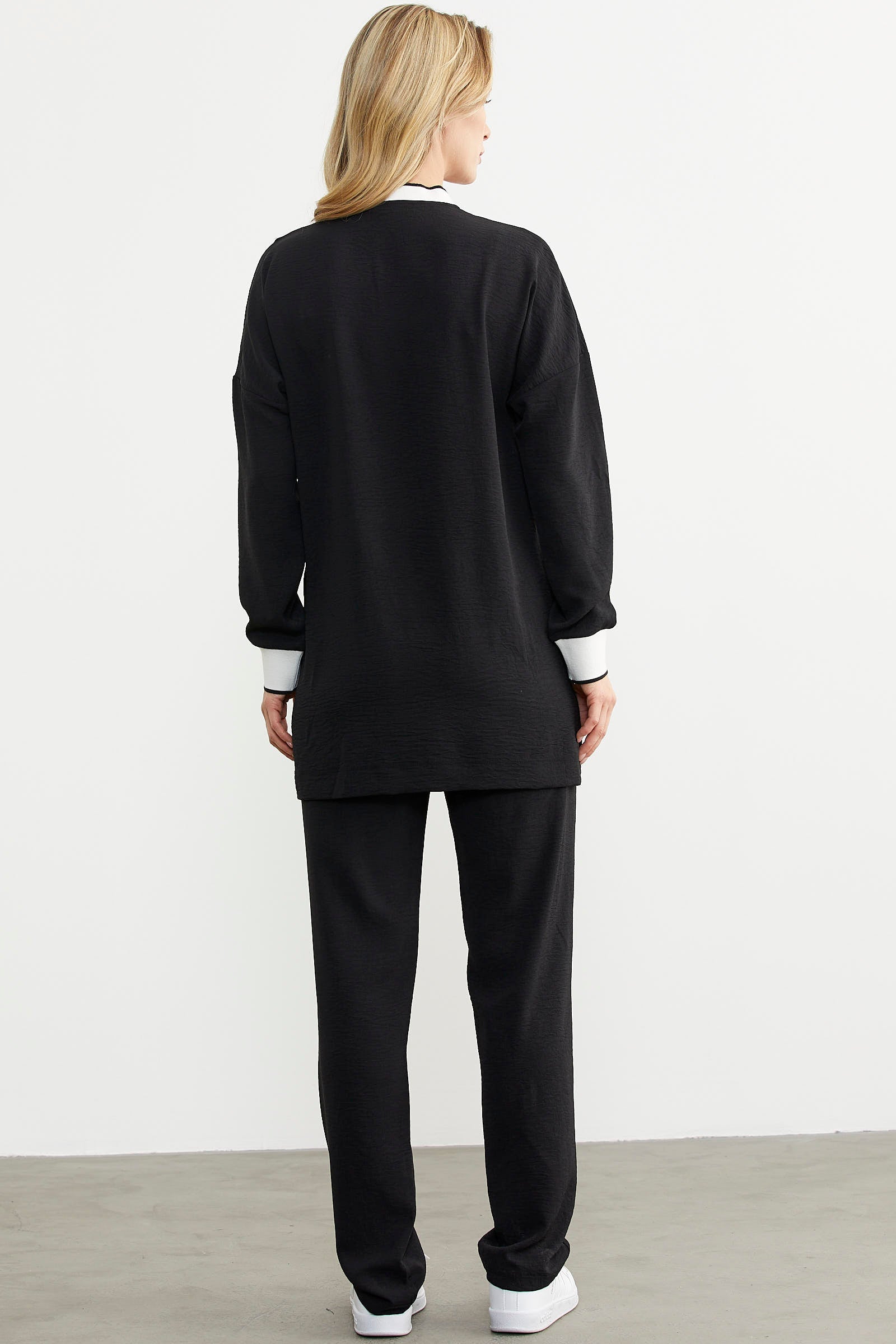 Fermuar Kapamalı Tunik Krep Takım - Siyah (7) Sementa