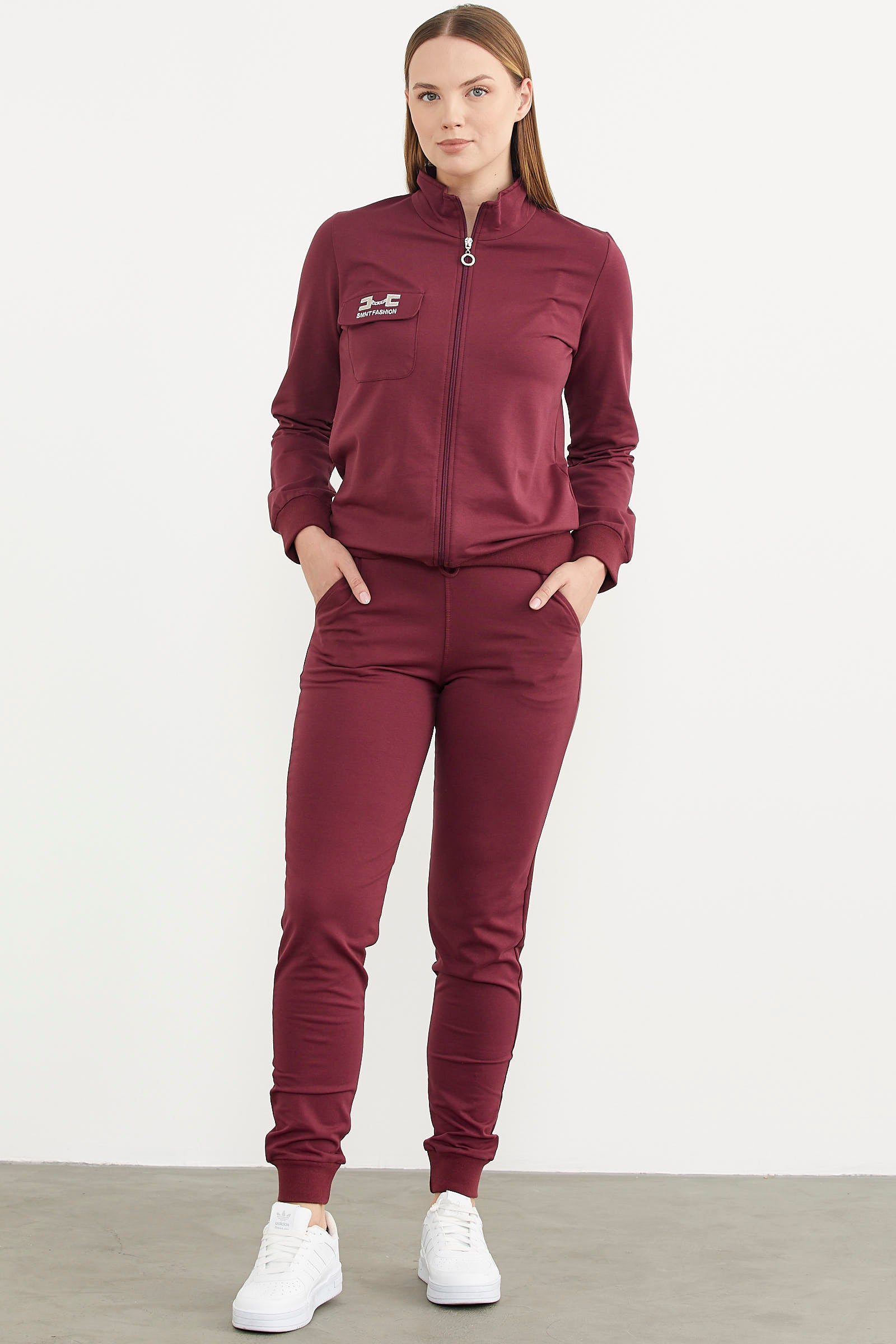 Fermuarlı Jogger Eşofman Takım - Bordo (2) Sementa