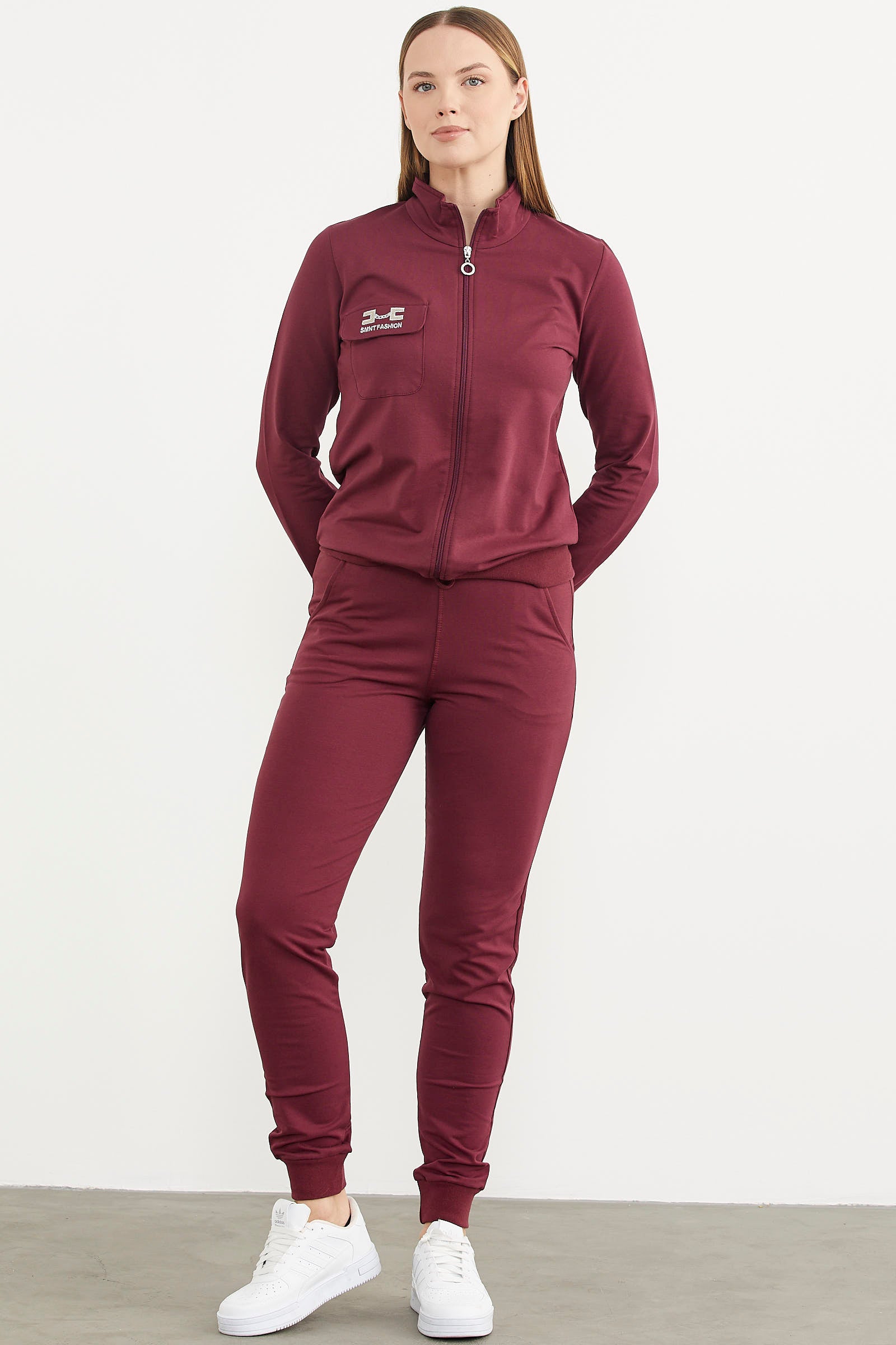 Fermuarlı Jogger Eşofman Takım - Bordo (4) Sementa