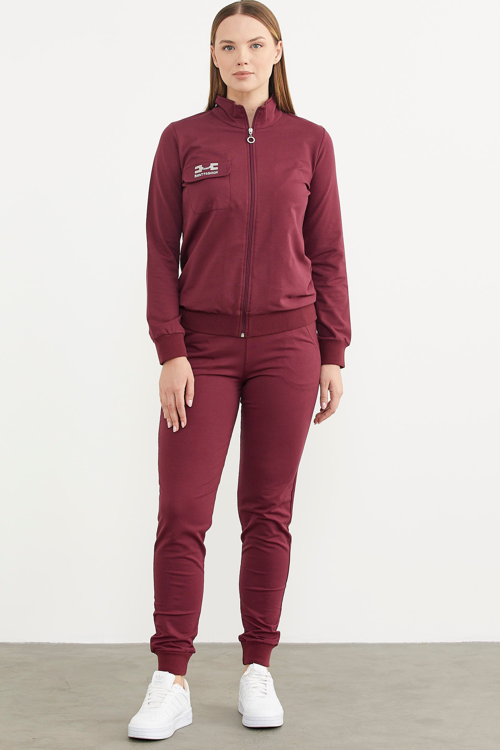 Fermuarlı Jogger Eşofman Takım - Bordo (5) Sementa