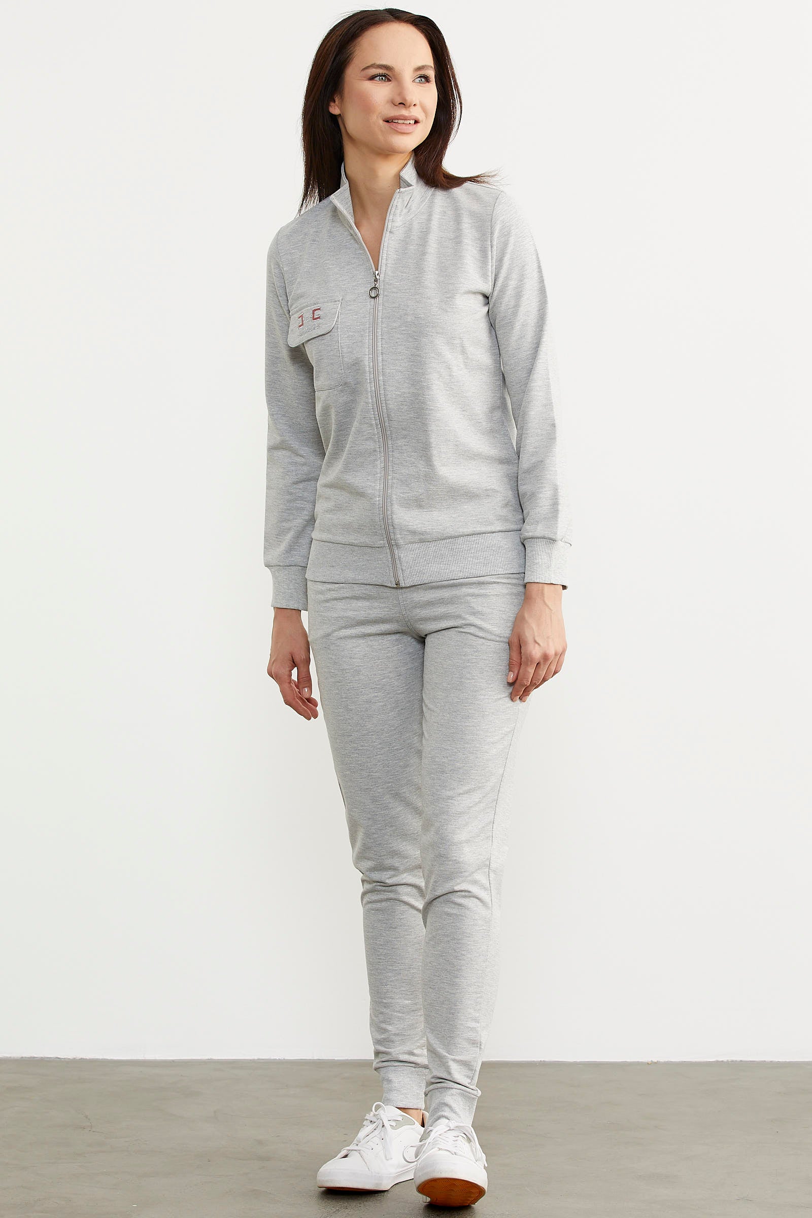 Fermuarlı Jogger Eşofman Takım - Gri (2) Sementa