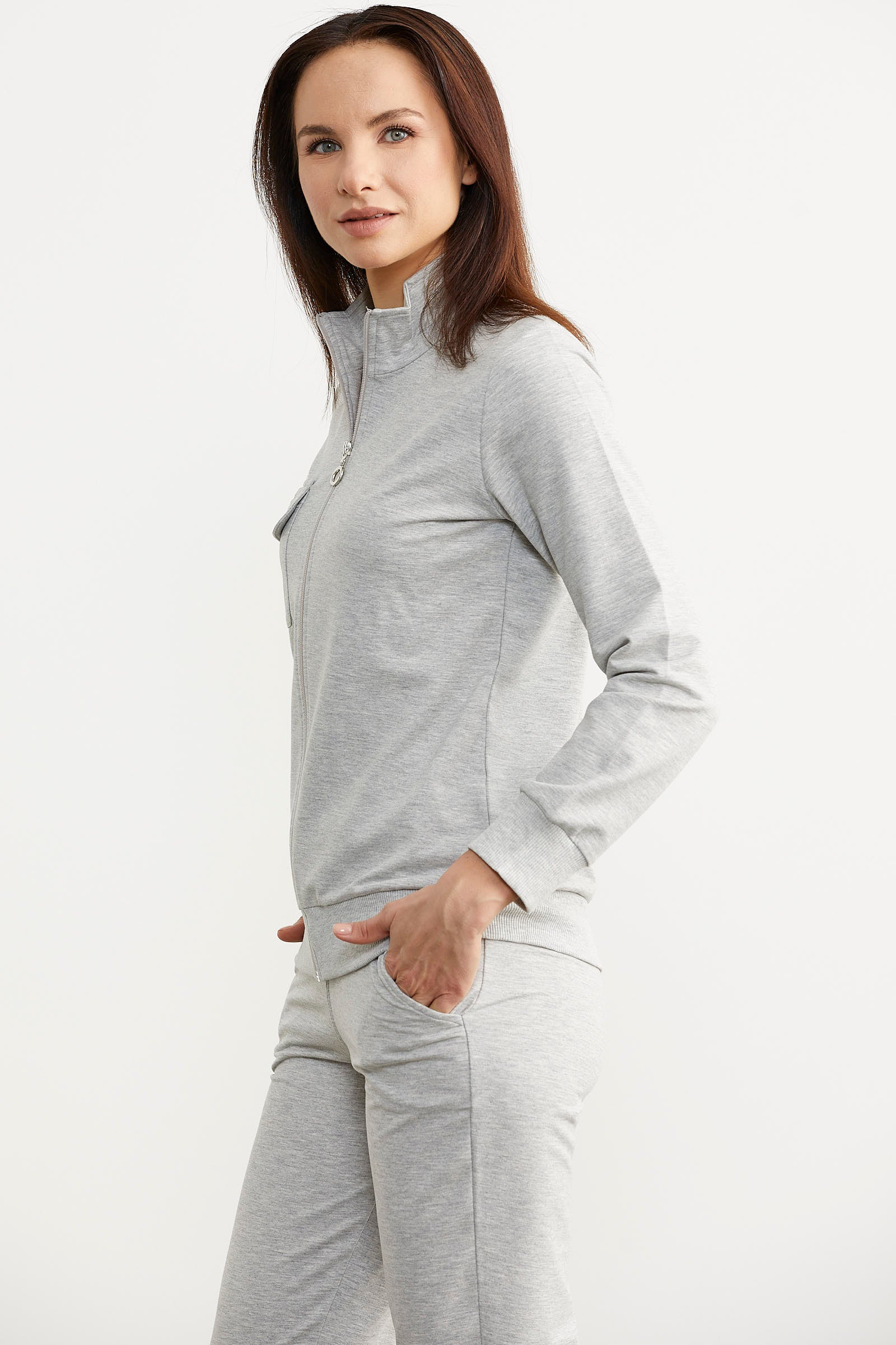 Fermuarlı Jogger Eşofman Takım - Gri (4) Sementa