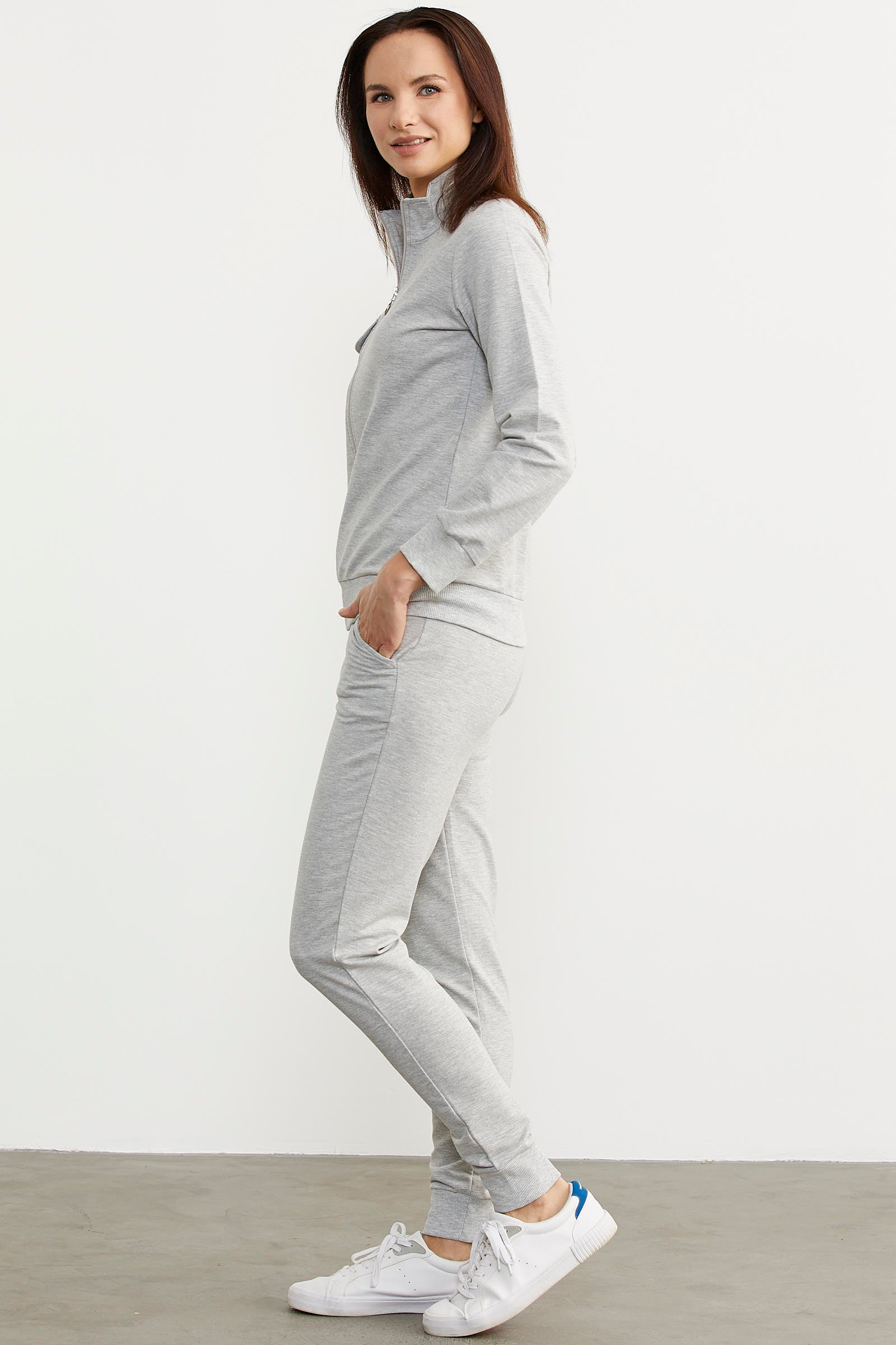Fermuarlı Jogger Eşofman Takım - Gri (5) Sementa