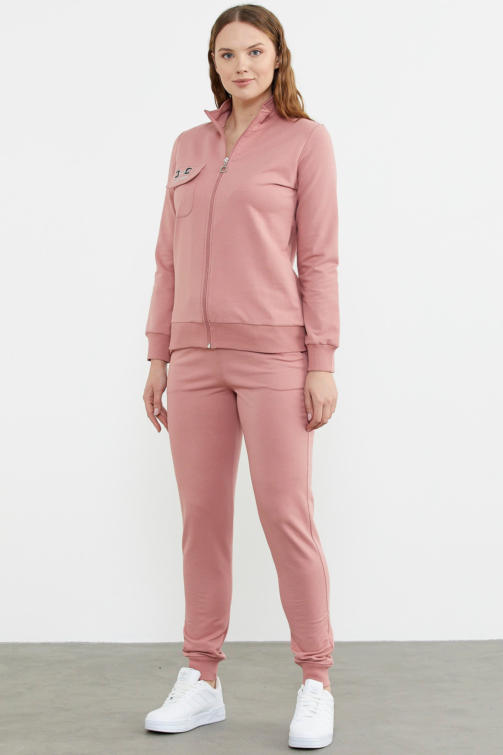 Fermuarlı Jogger Eşofman Takım - Gül Kurusu (2) Sementa